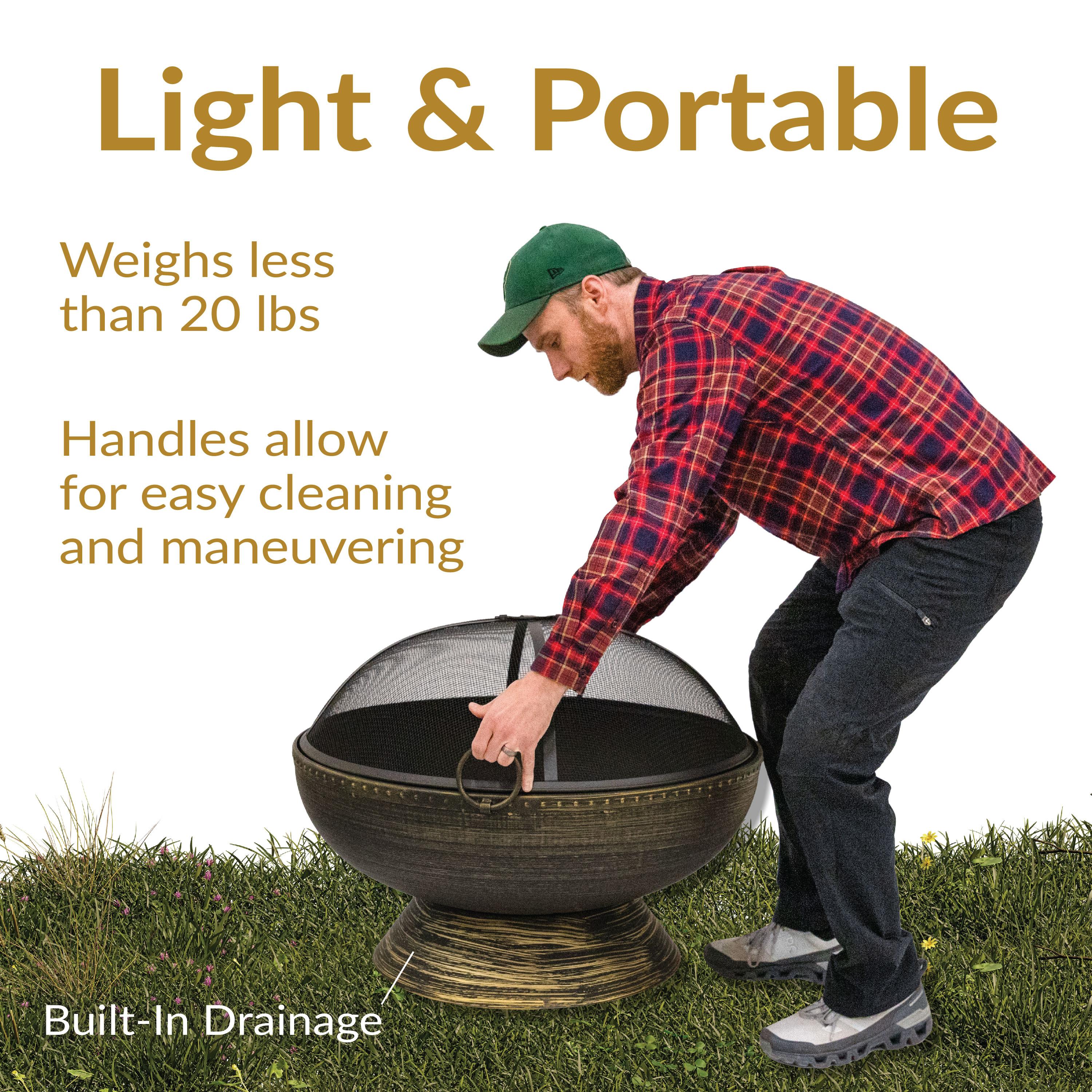 SunnyDaze Decor 30" Wood-Burning Black Finish Steel Fire Pit Bowl with Screen, Grate, and Poker