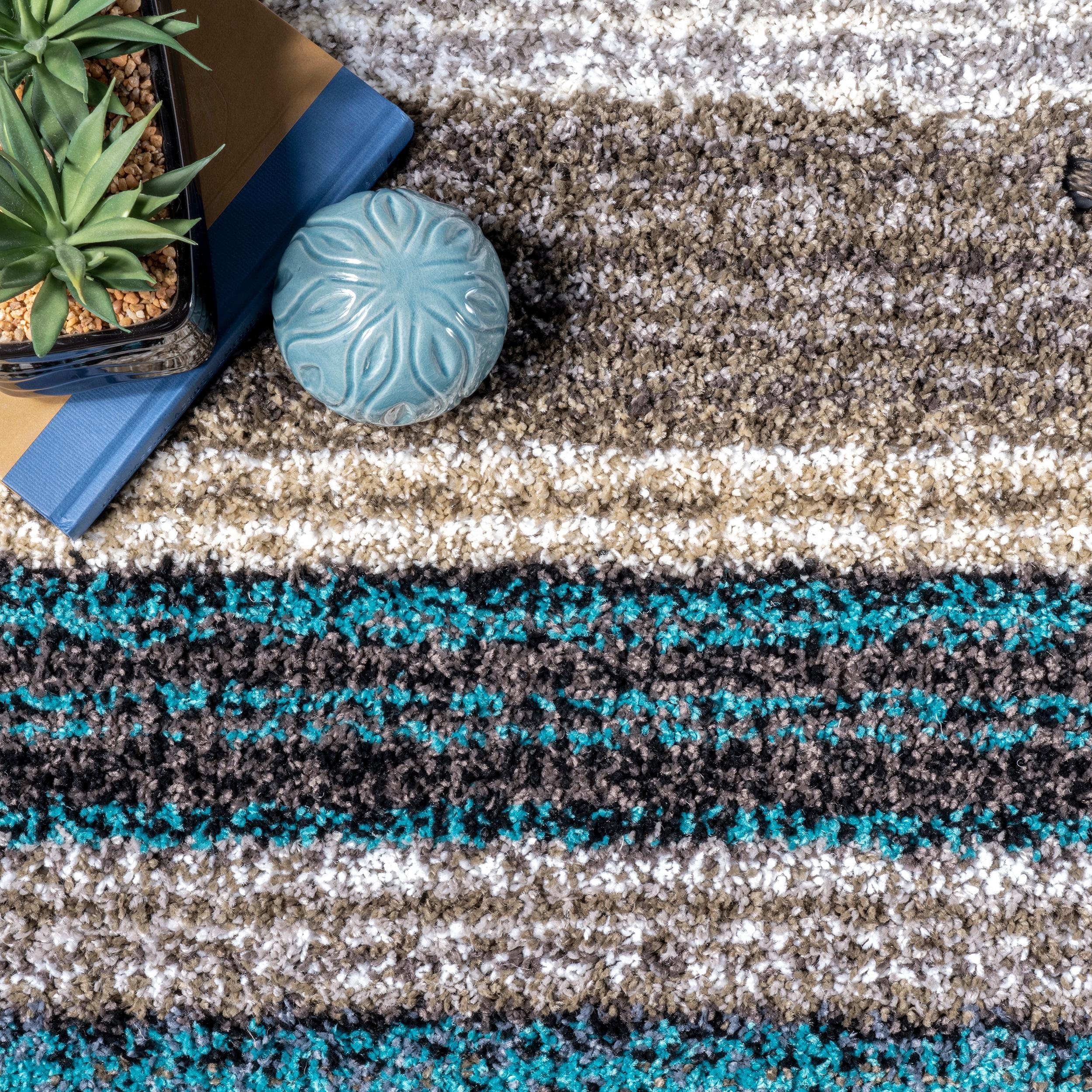 nuLOOM Classie Hand Tufted Shag Area Rug, 3' x 5', Blue Multi