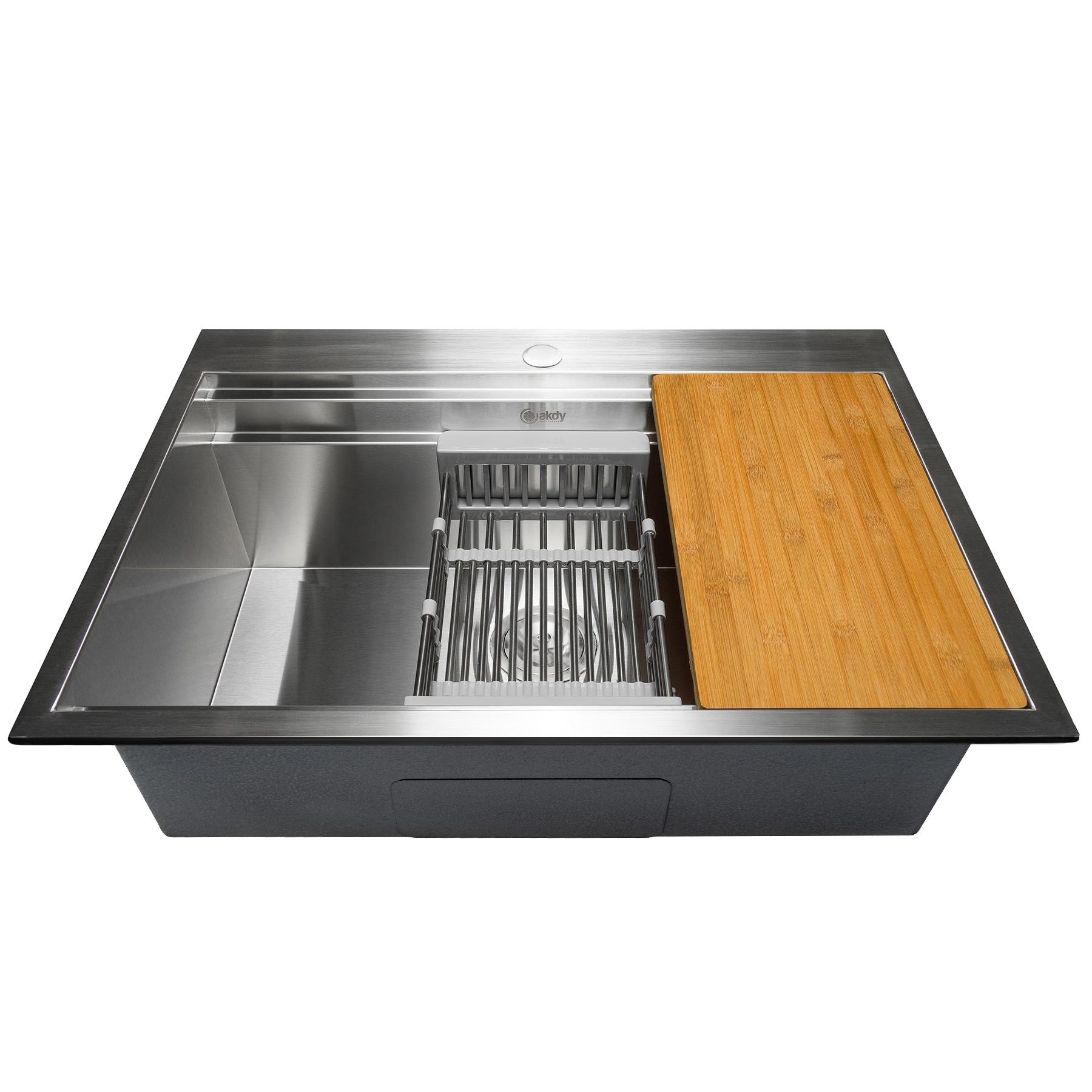 Topmount 30" L x 22" W Drop-In Kitchen Sink with Faucet and Basket Strainer