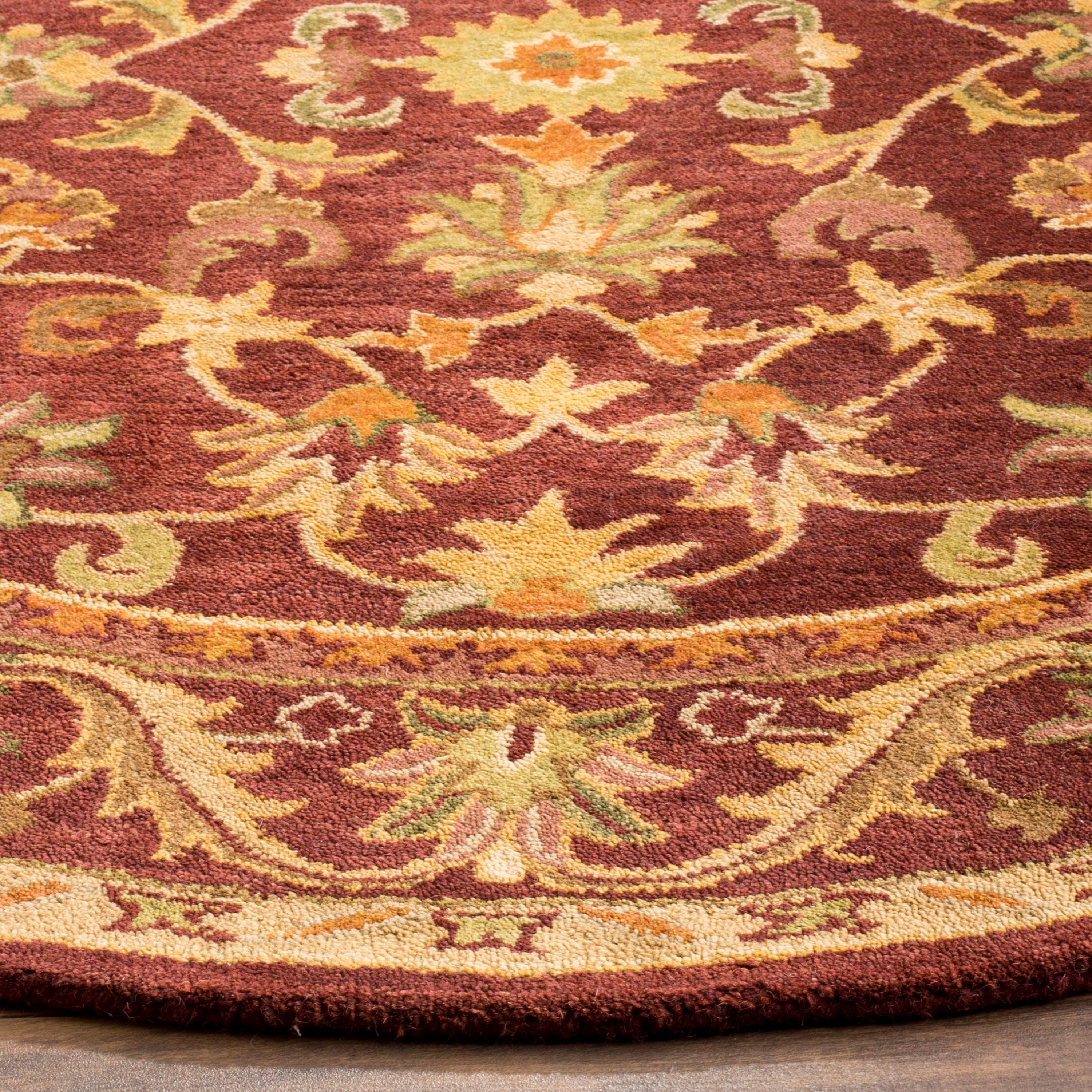 Handmade Wine and Gold Wool Round Tufted Area Rug, 42 inches