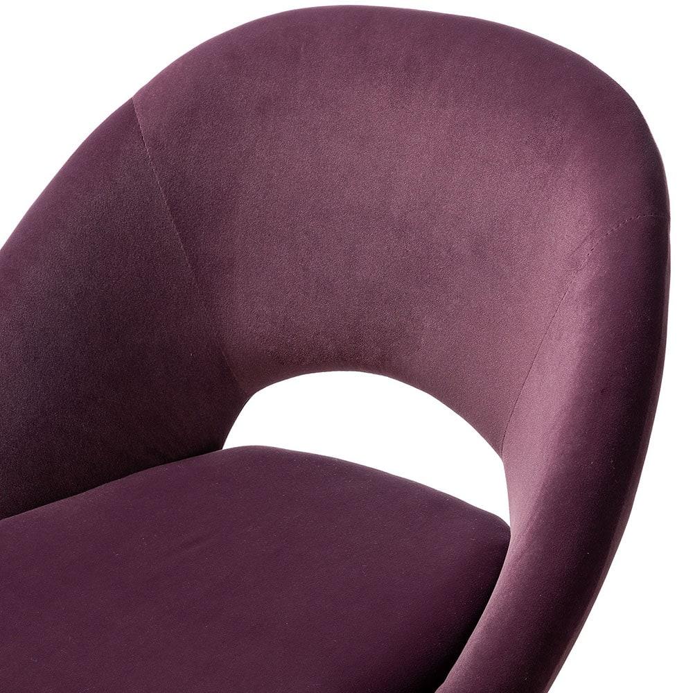Savas Purple Velvet Swivel Task Chair with Wooden Accents