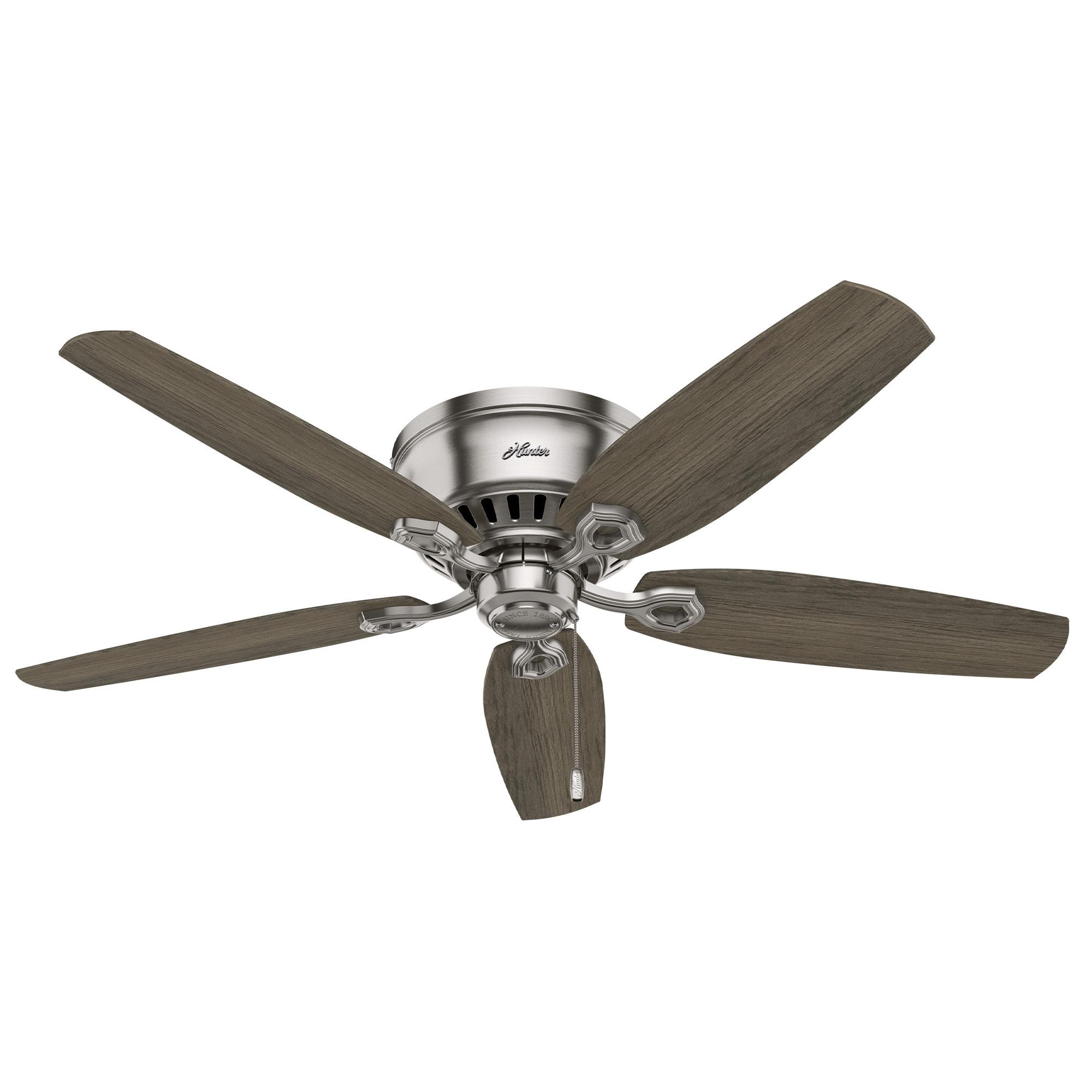 Builder Low Profile 52" 5 - Blade Flush Mount Ceiling Fan with Lights and Pull Chains