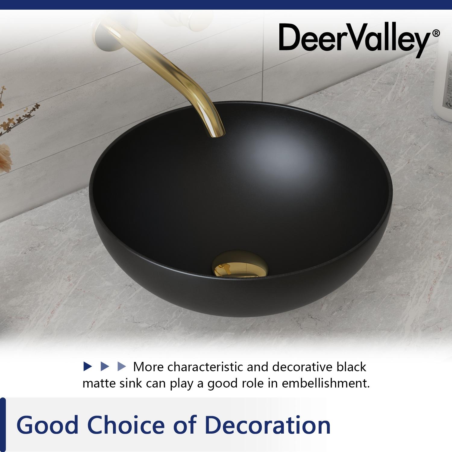 DeerValley Symmetry 13" x 13'' Circular/Round Vitreous Vessel Bathroom Sink