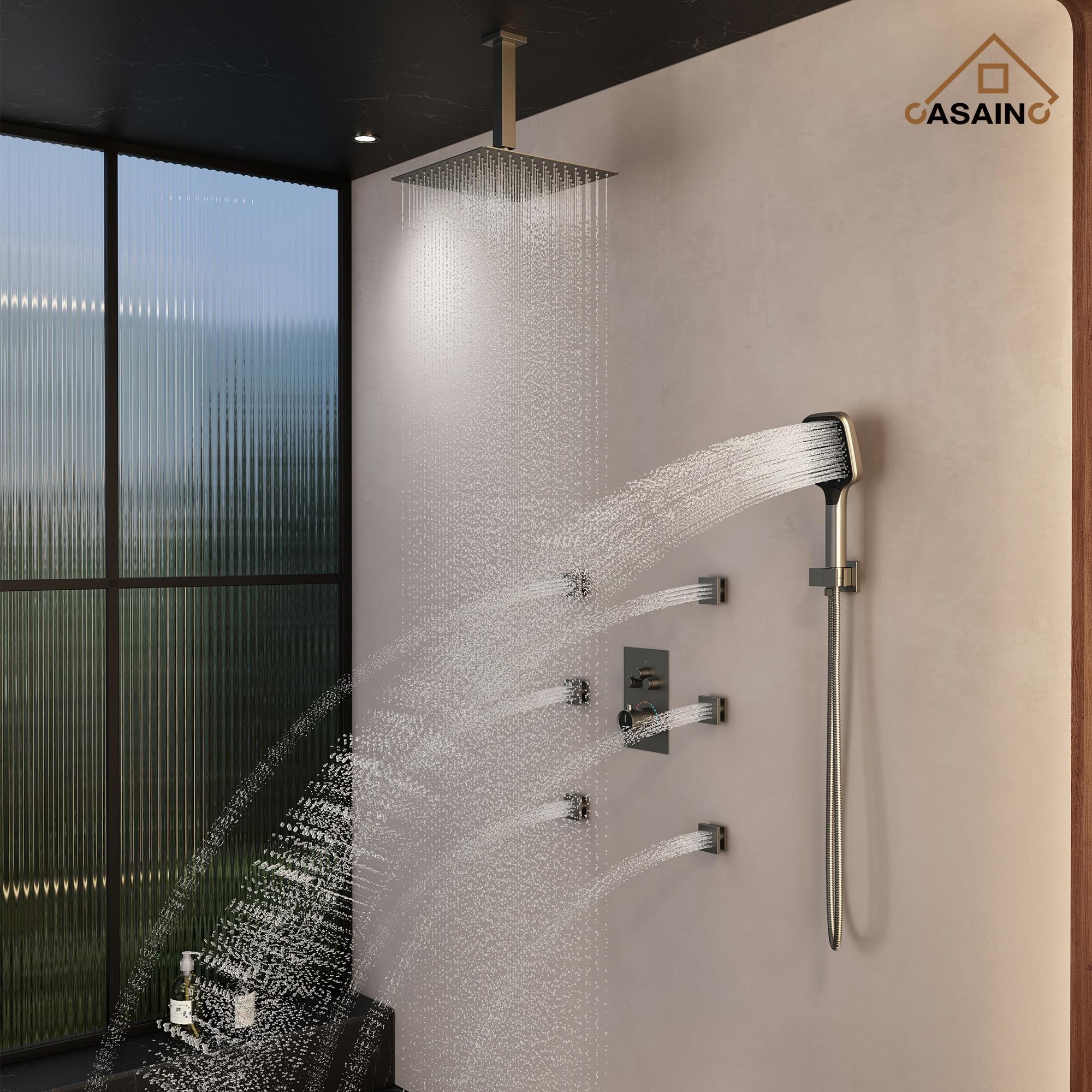 Revitalize 12 Inch Luxury Thermostatic Complete Shower System with Rough-in Valve