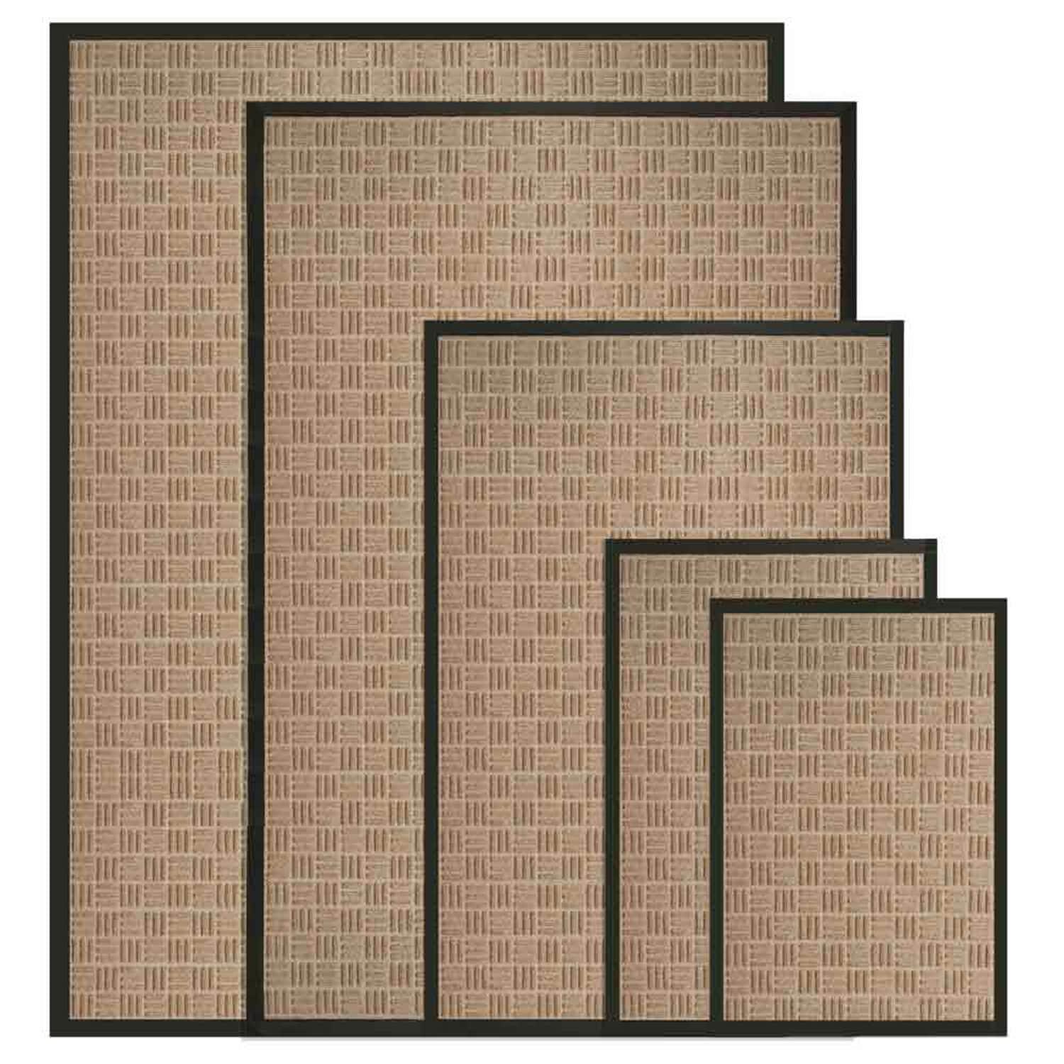 Rubber-Cal  "Nottingham" Rubber Backed Carpet Mat - 16 x 24 inches - Tan Polypropylene Mat - 1'4 x 2'