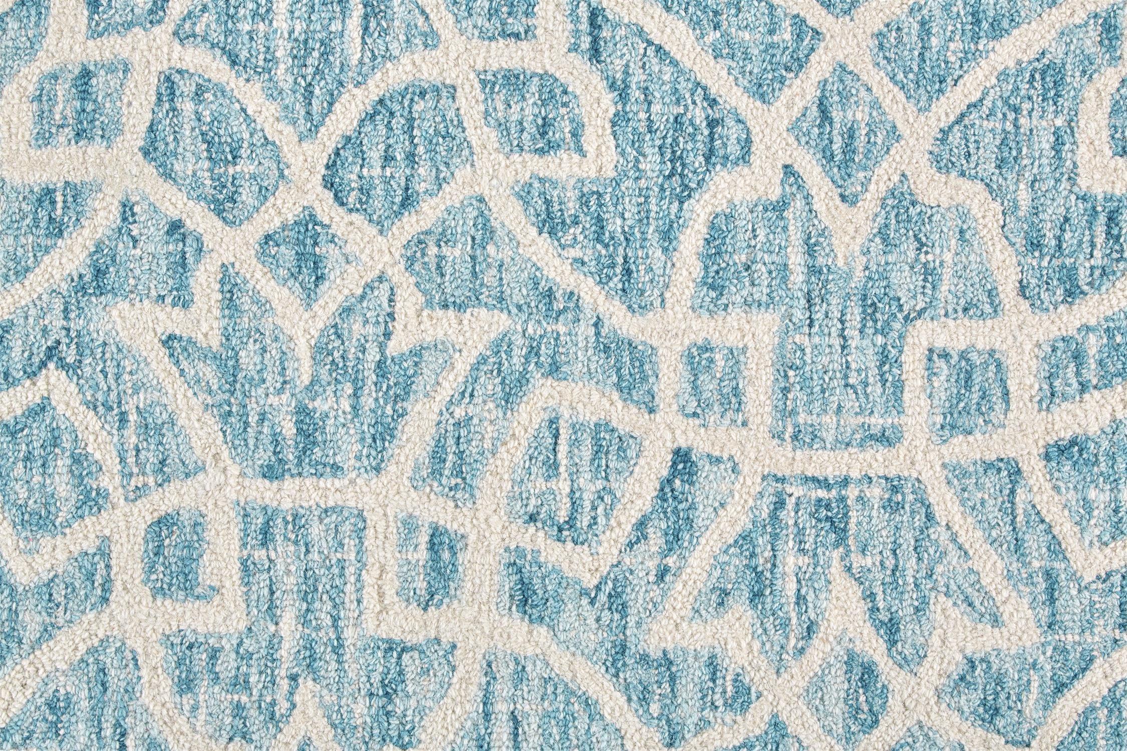 Handmade Blue Wool Tufted Rectangular 5' x 8' Rug