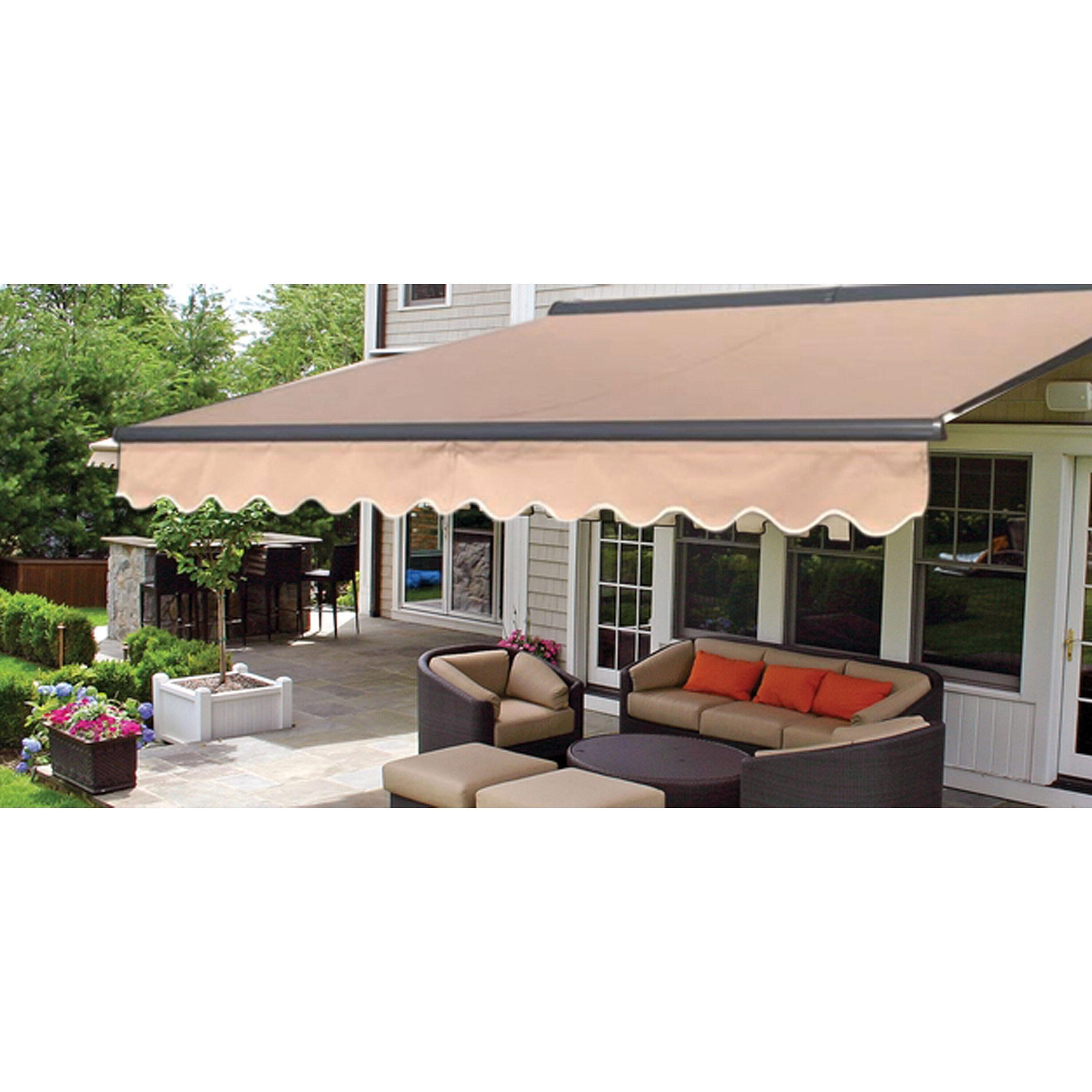 ALEKO 13 x 10 ft Semi-Cassette Motorized Retractable Patio LED Awning Sand