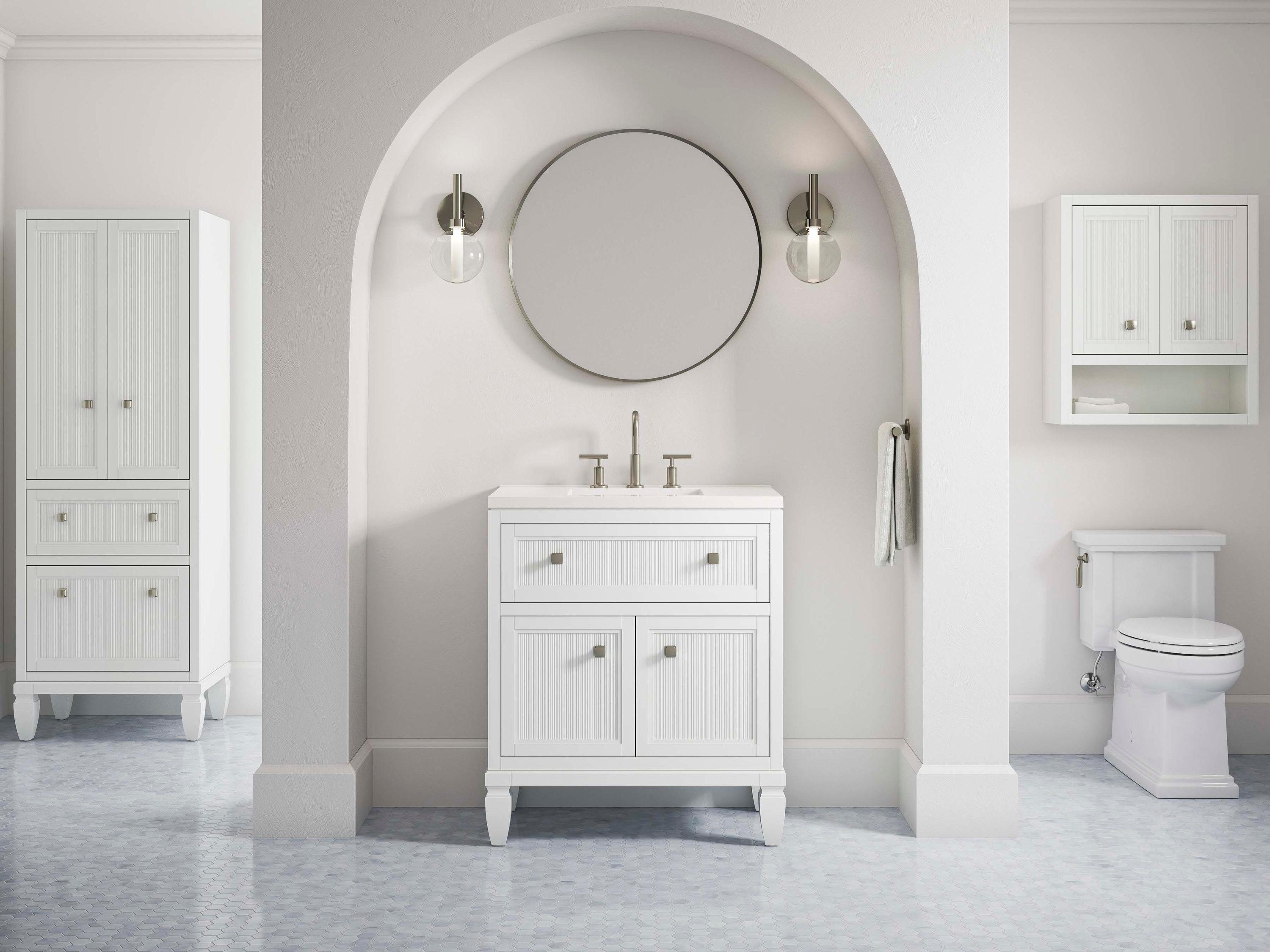 Hearthaven 30'' Free Standing Single Bathroom Vanity Cabinet with Sink and Quartz Top