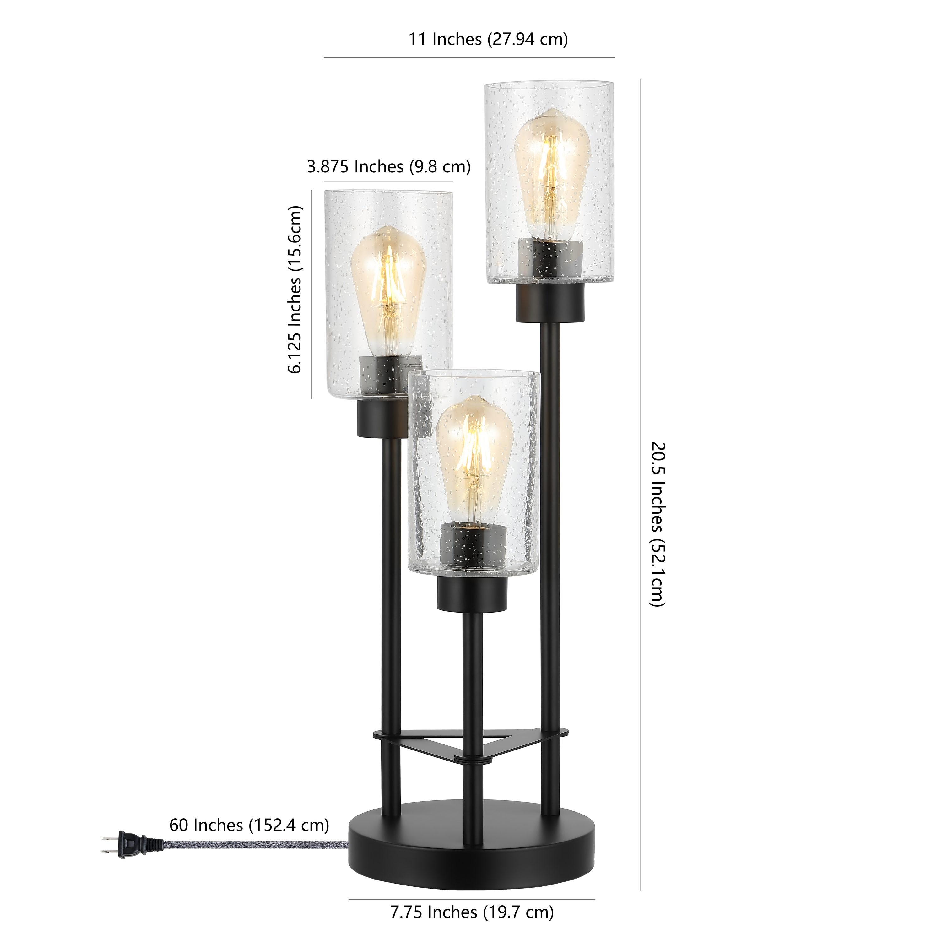 Edison Black 20.5" Industrial LED Table Lamp with Clear Glass Shades