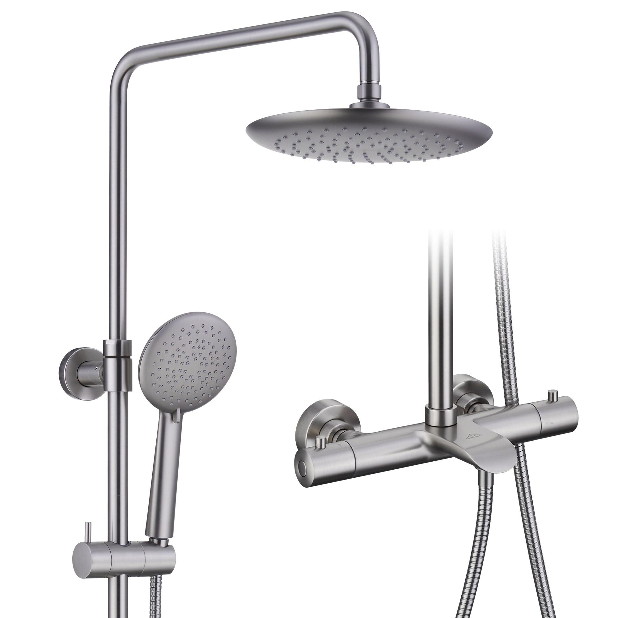 CASAINC CS6221-12BG Revitalize 3-Function 12 Inch Ceiling Mount Rainfall Thermostatic Shower System with 6 Body Jets