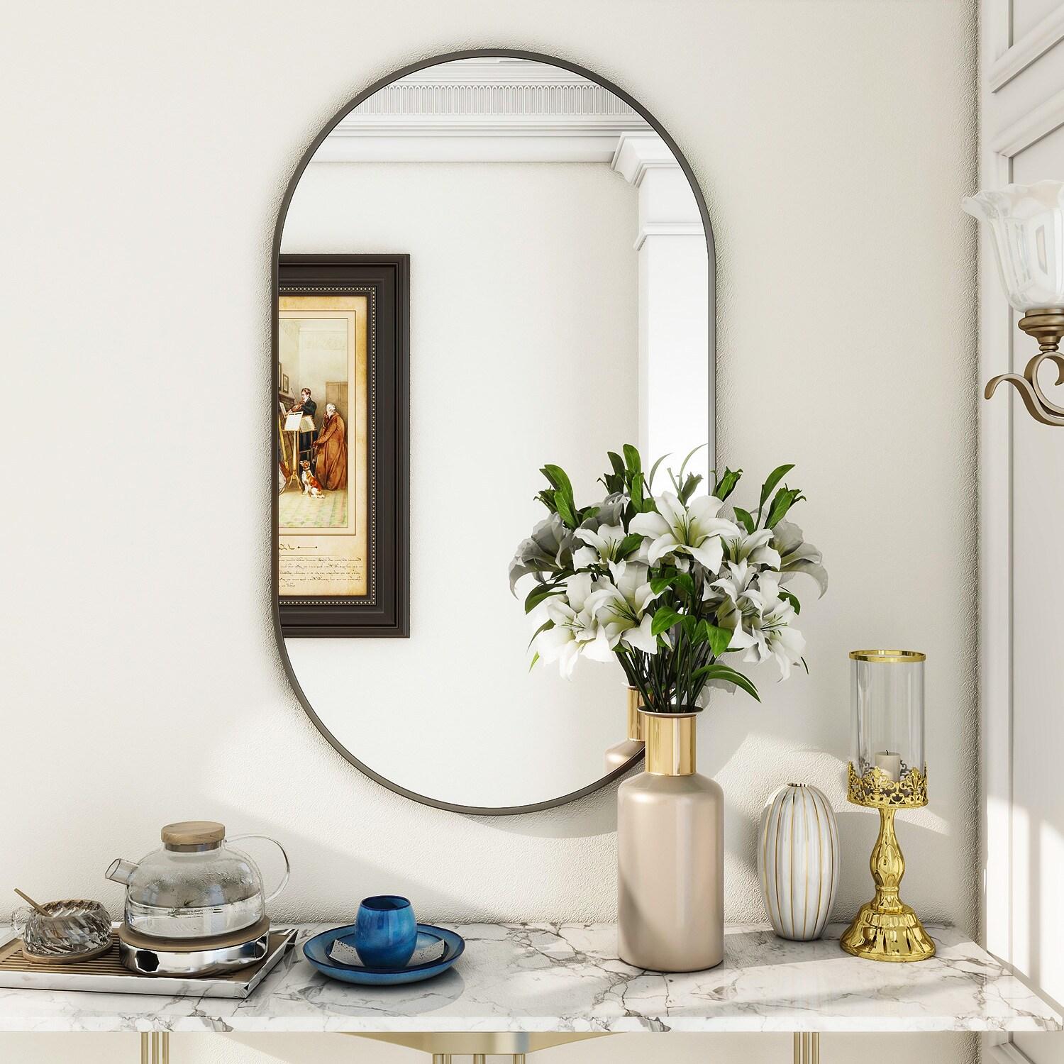Oval Mirror, 20 X 36 Inch Black Bathroom Mirror, Oval Mirror for Bathroom, Black Vanity Mirror for Wall, Entryway, Living Room, Wall Mount Mirrors Hangs Vertical or Horizontal