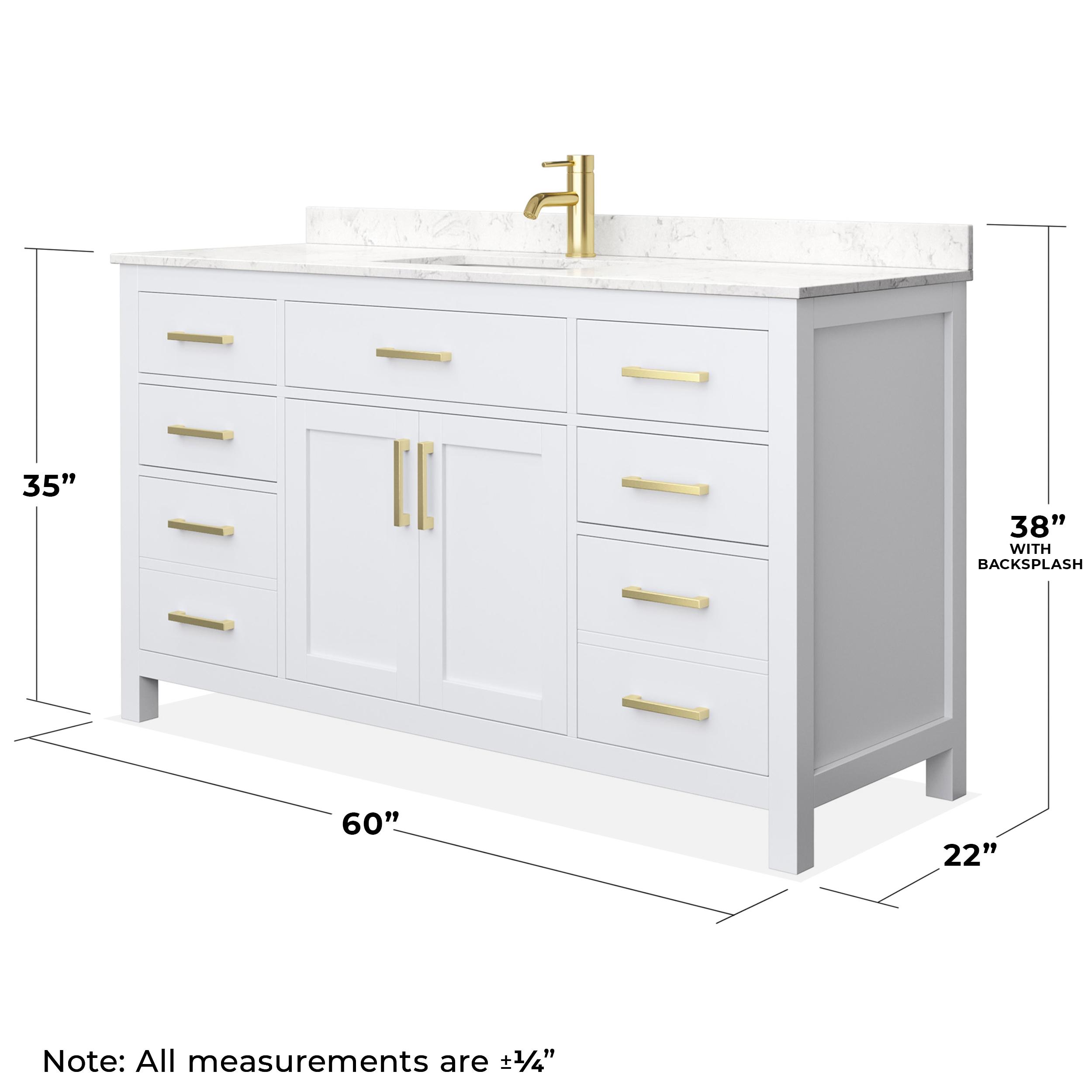 Beckett 60" Freestanding Single Bathroom Vanity with Cultured Marble Top