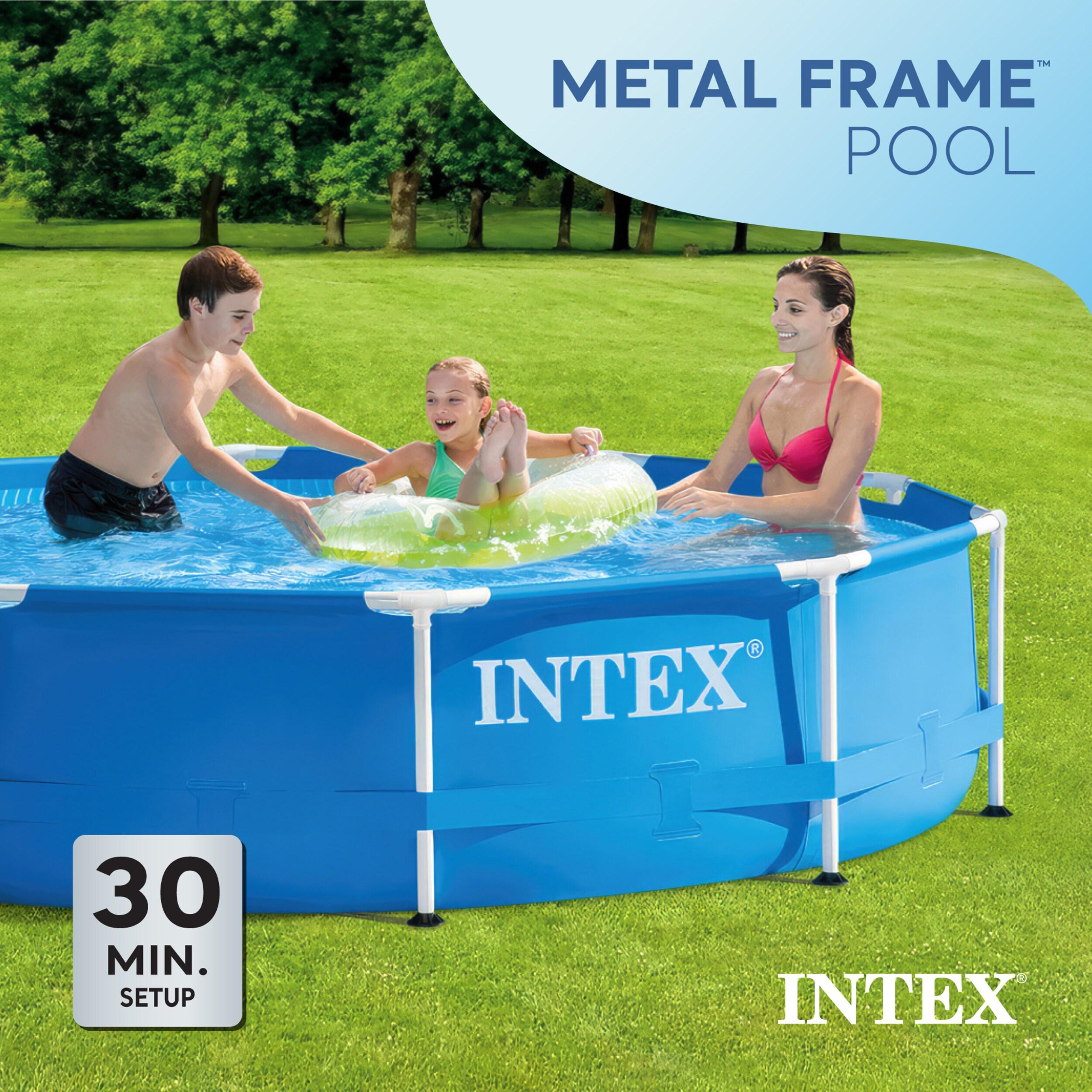 Intex Intex Round Metal Frame Outdoor Backyard Above Ground Swimming Pool