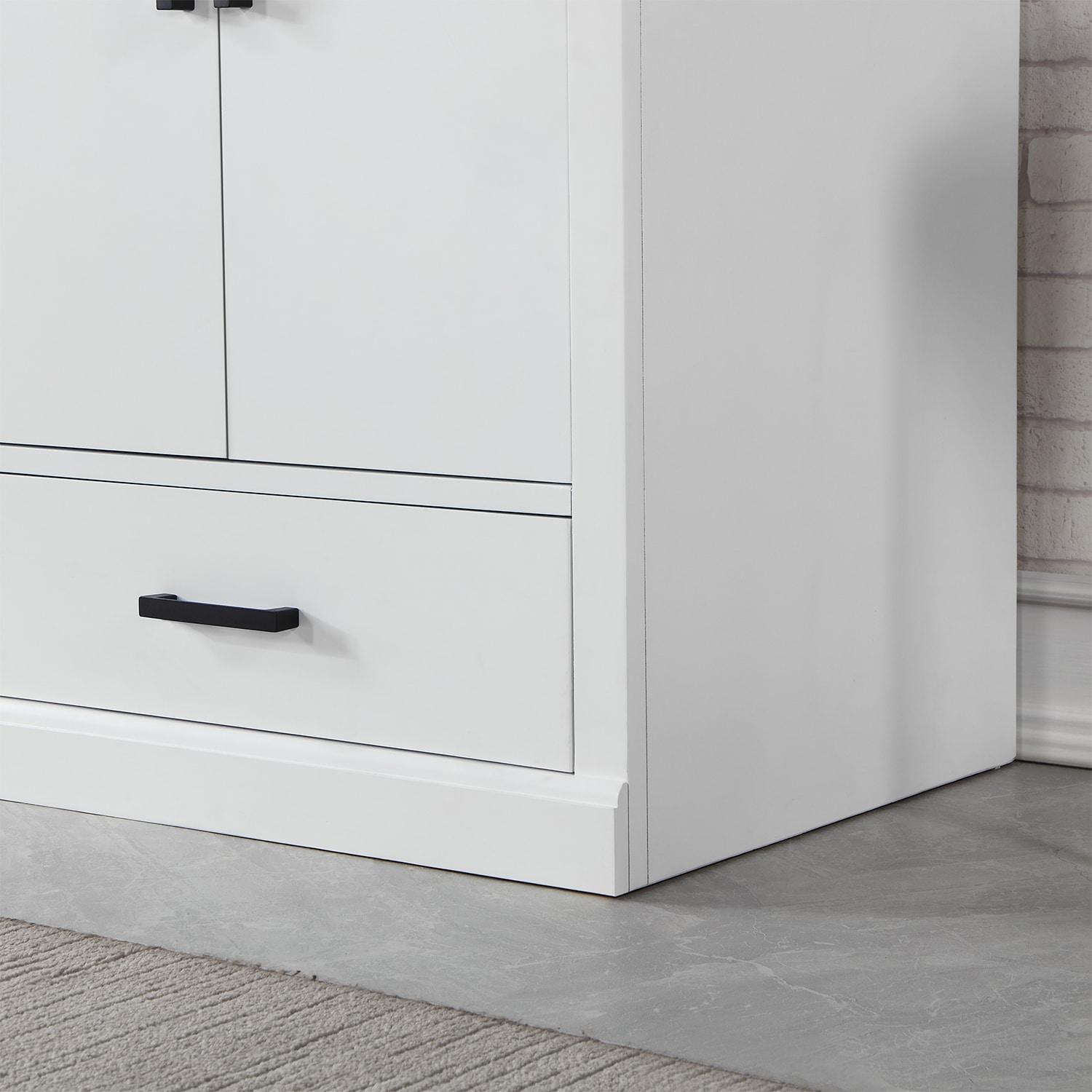 Monna 72" Double Bathroom Vanity Set in White with Concrete Grey Composite Stone Countertop without Mirror