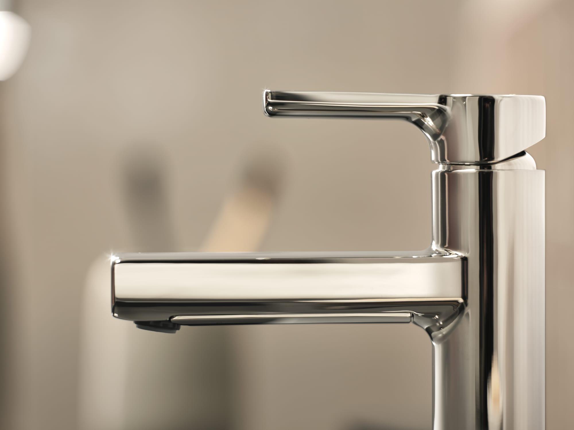 Moen 84627NL Rinza Polished Nickel Single hole 1-handle WaterSense High-arc Residential Handle Bathroom Sink Faucet with Drain with Deck Plate