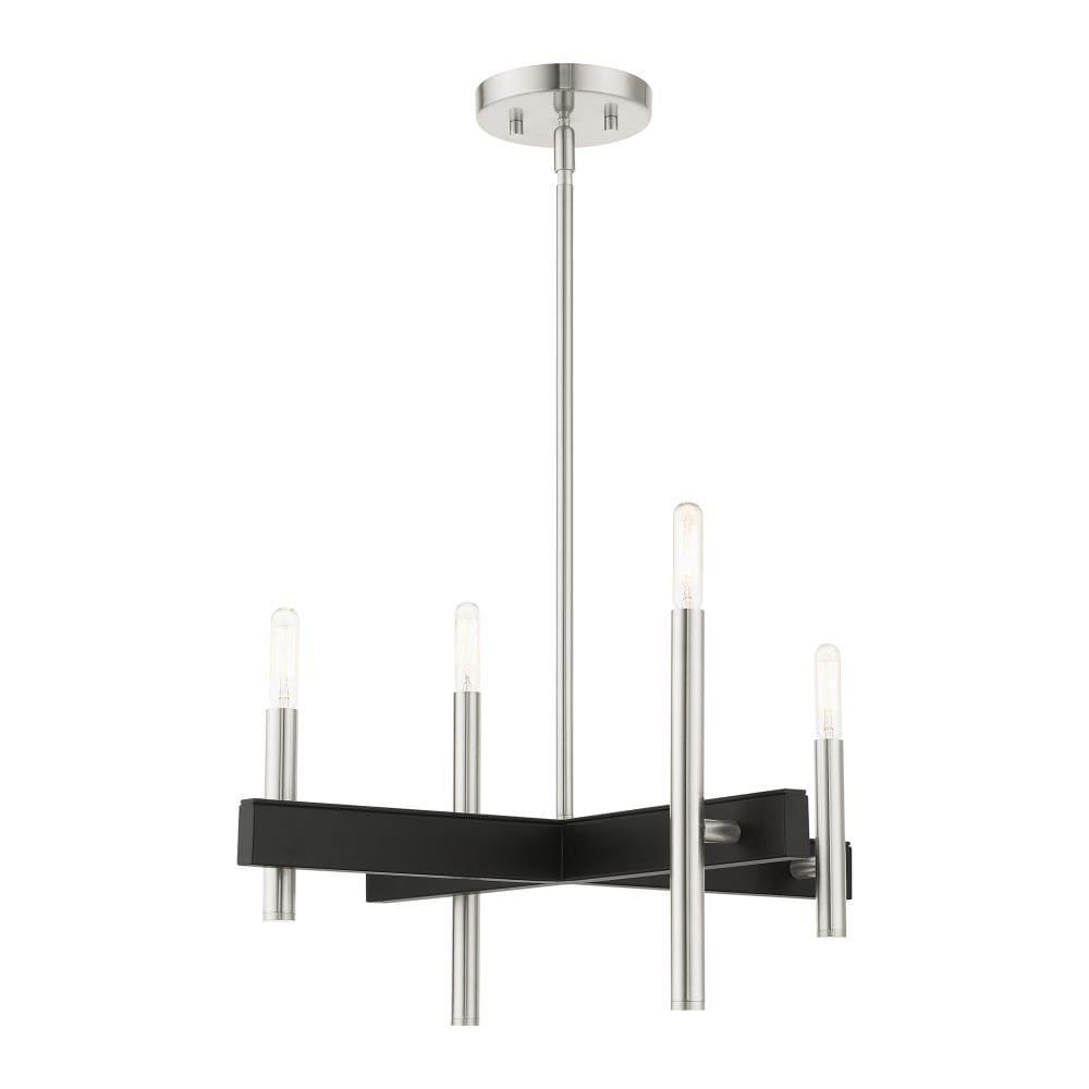 Scandinavian Skyline Mini 4-Light Brushed Nickel Candle Chandelier