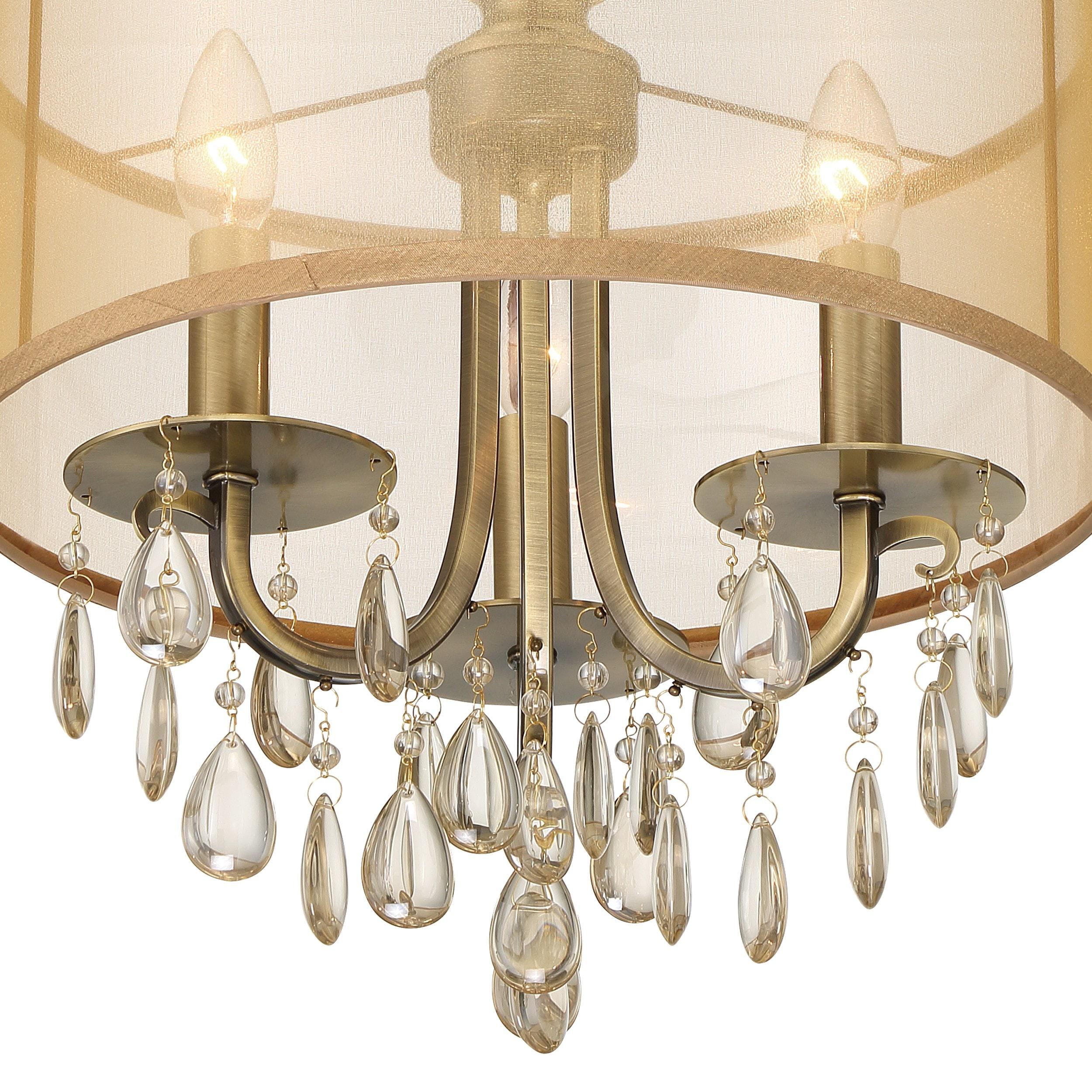Crystorama Lighting Hampton 3 - Light Chandelier in  Antique Brass