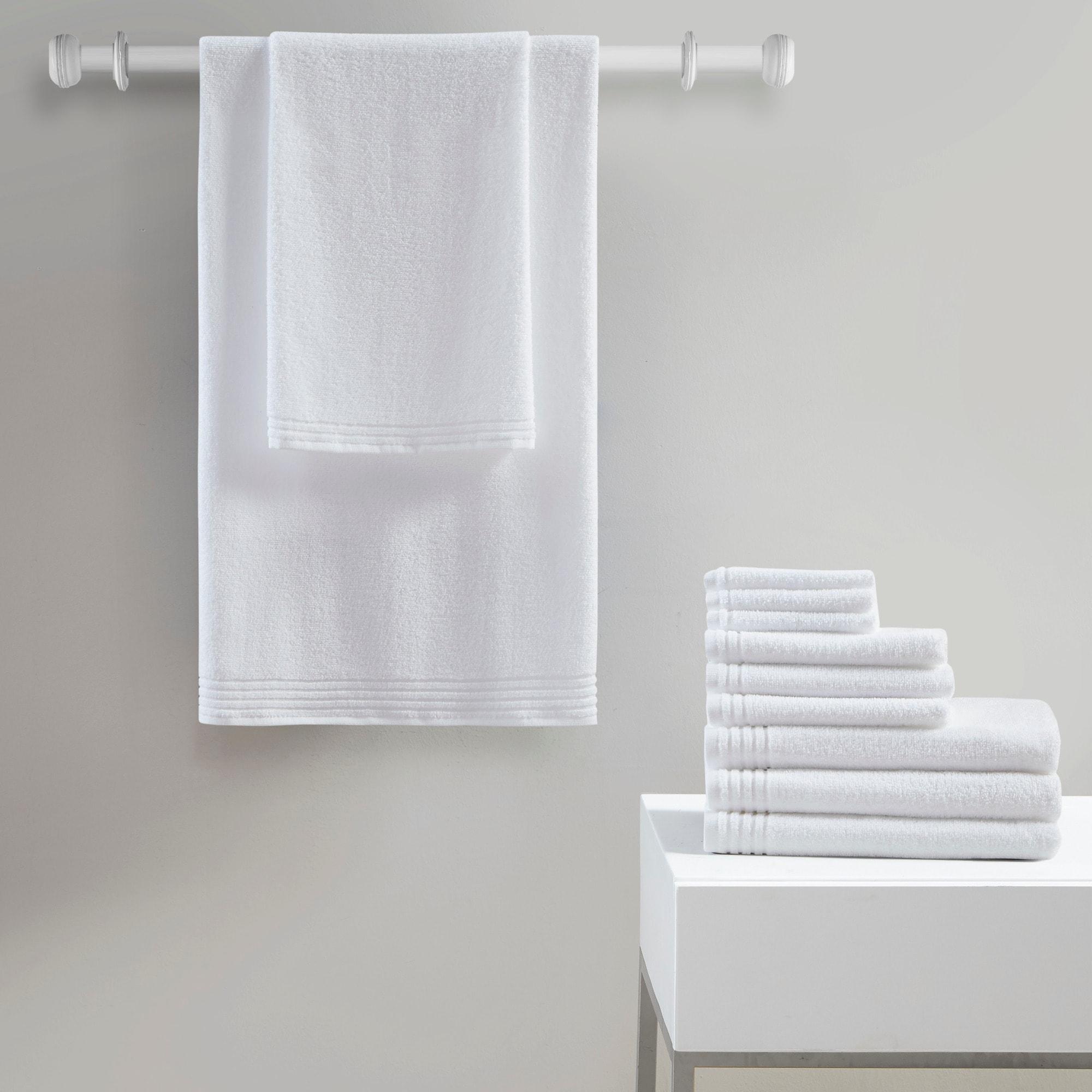 White Cotton Quick-Dry 12-Piece Bath Towel Set