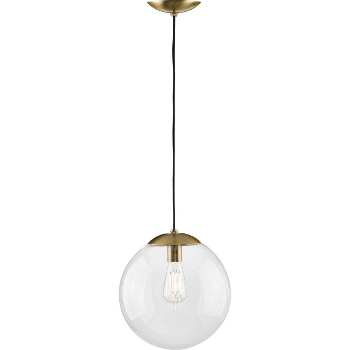 Progress Lighting P500311-109 Atwell - 1 Light Large Pendant   Brushed Bronze Finish with Clear Glass