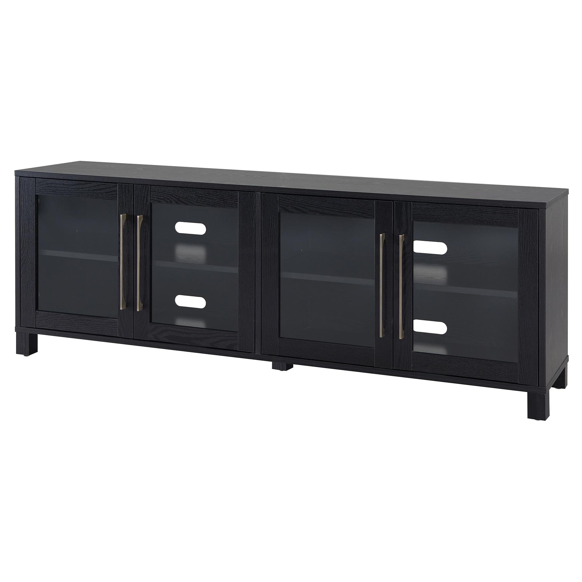 Evelyn&Zoe Quincy Rectangular TV Stand for TV's up to 75", Black Grain