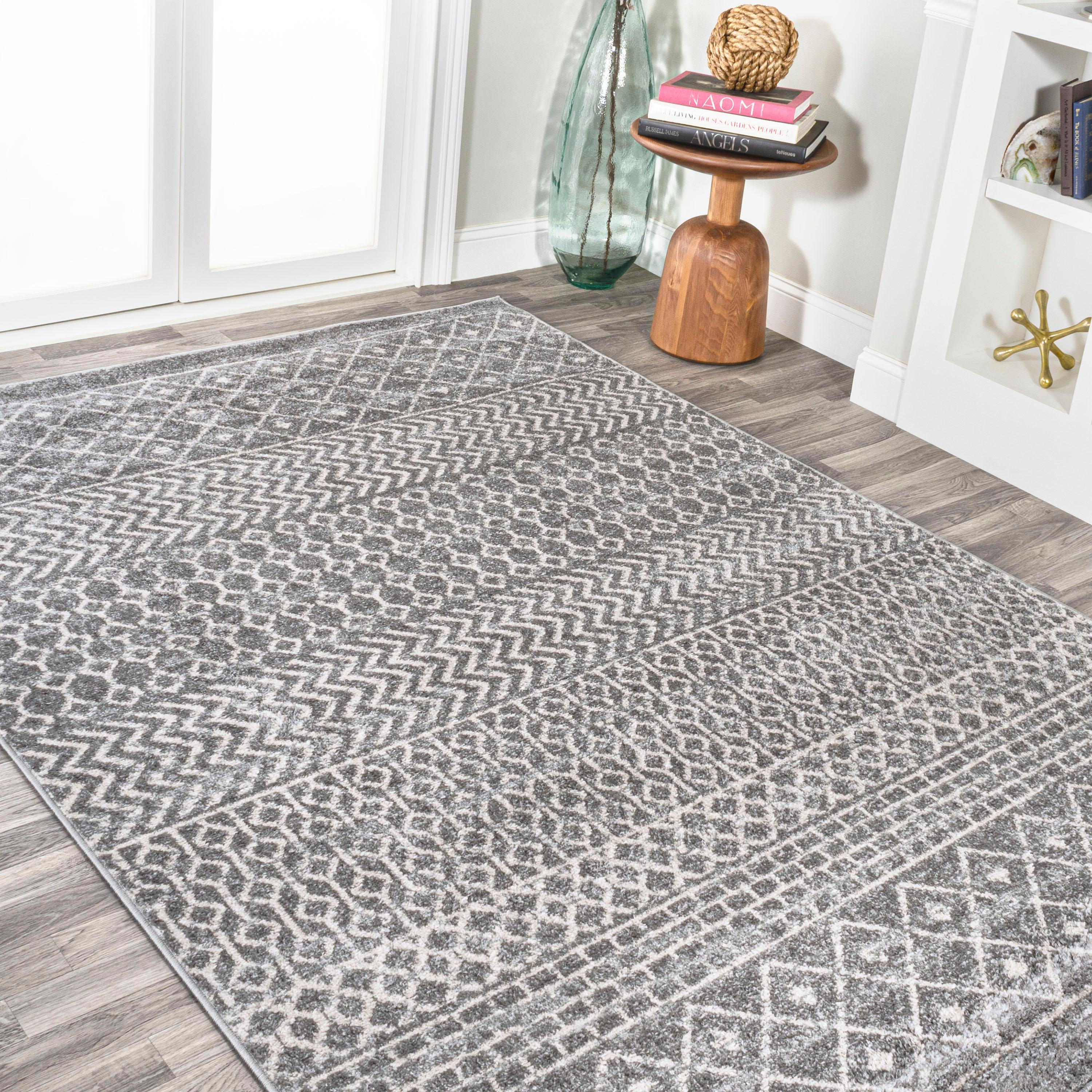 3' x 5' Arta Moroccan Modern Geometric Rug Area Rug, Gray/Cream - JONATHAN Y