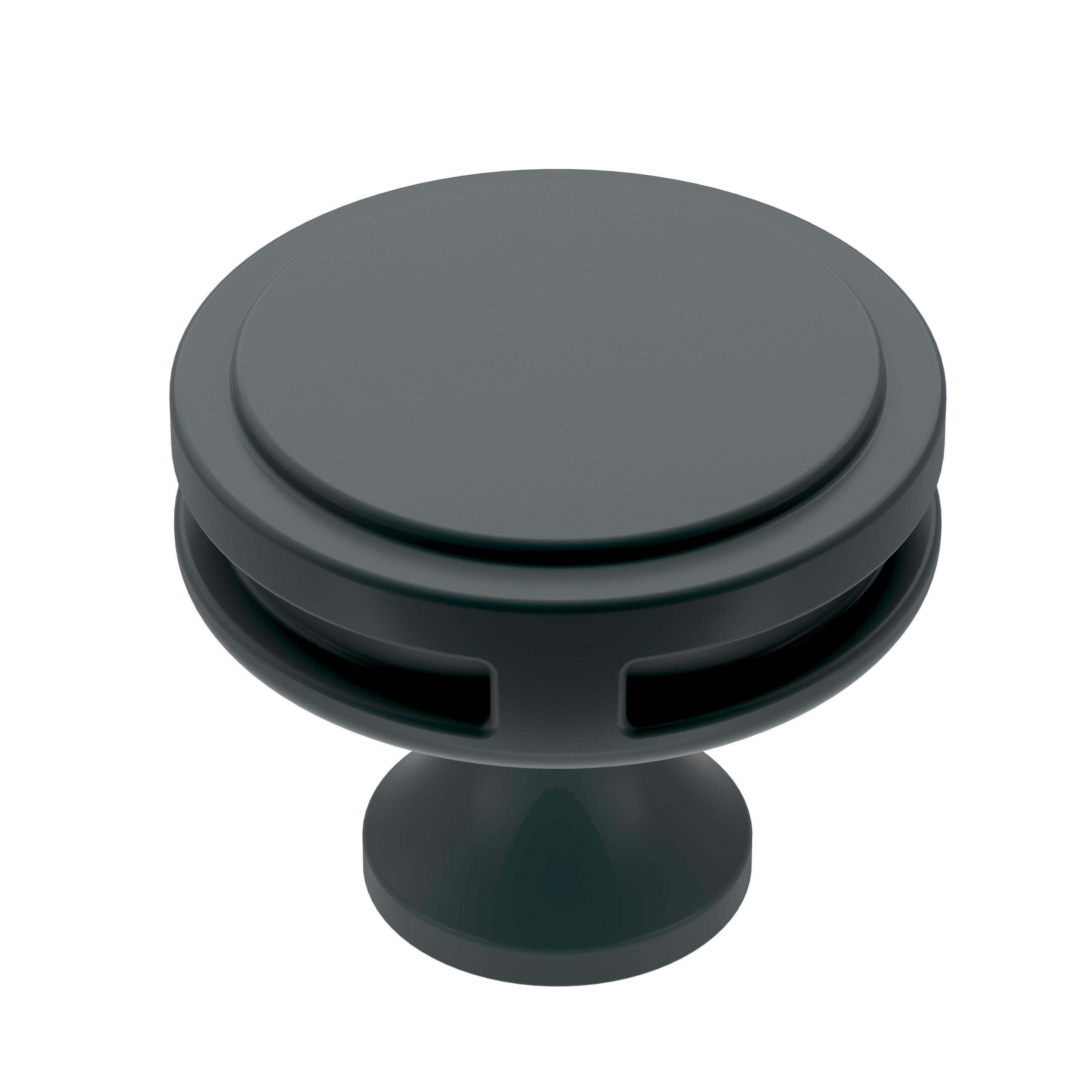 Amerock Oberon 1-3/8 inch (35mm) Diameter Matte Black Cabinet Knob