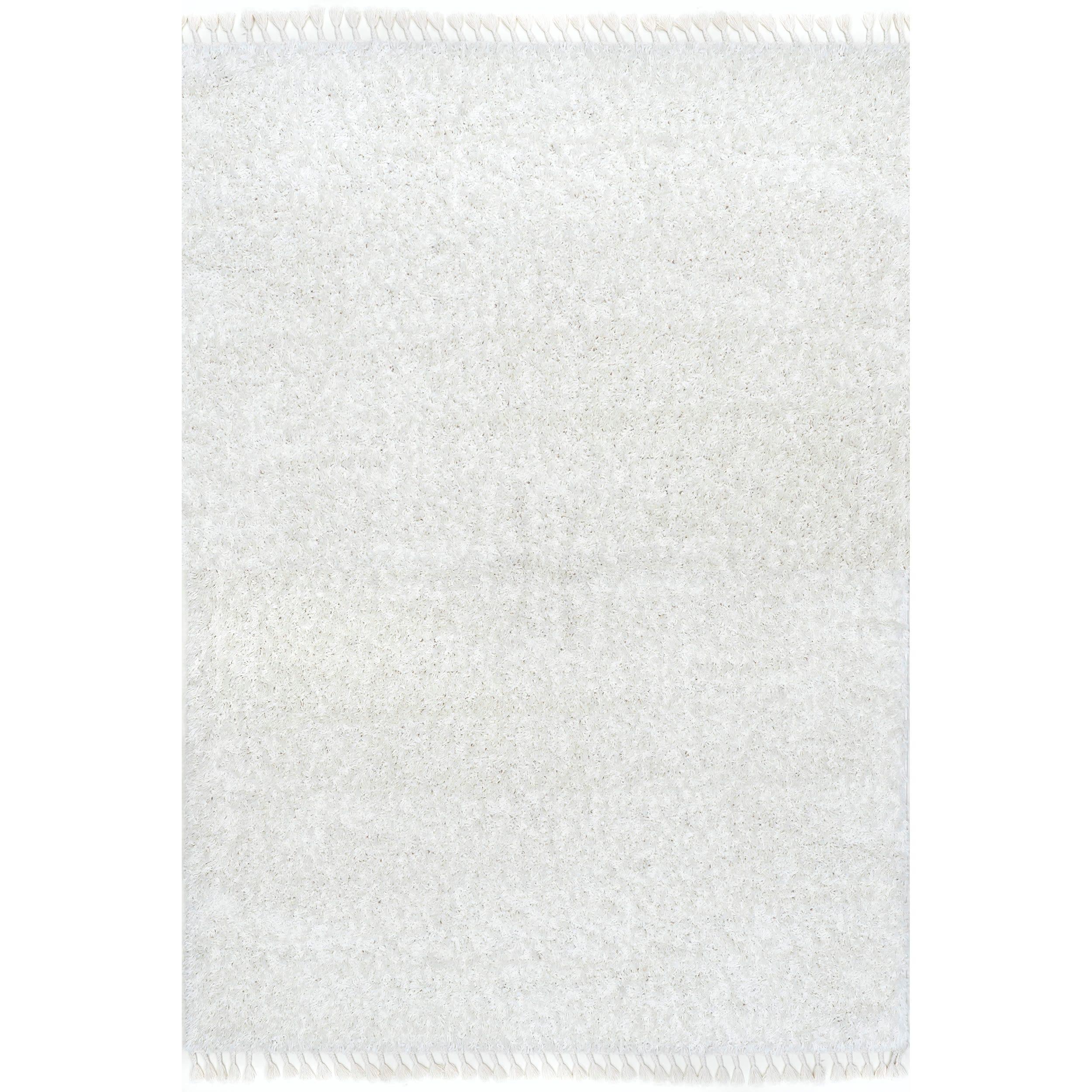 Nuloom Neva Solid 5x8 Shag Indoor Area Rug for Living Room Bedroom Dining Room Nursery, Ivory