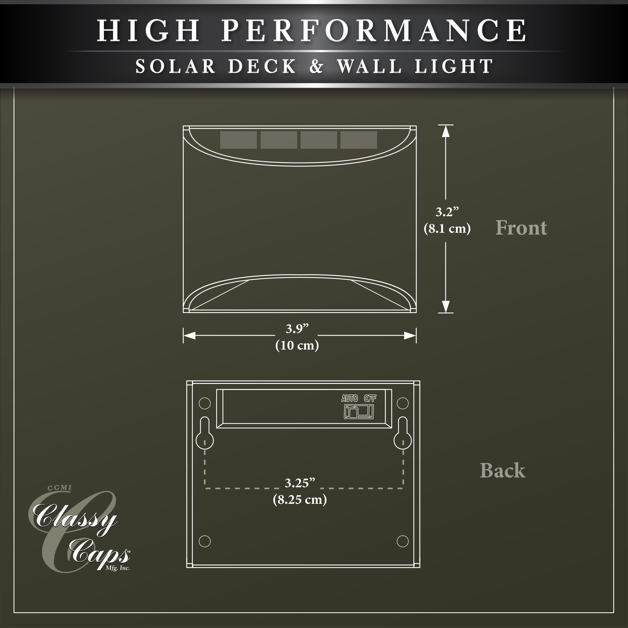 Classy Caps Stainless Steel Solar Powered Integrated LED Metal Deck Light
