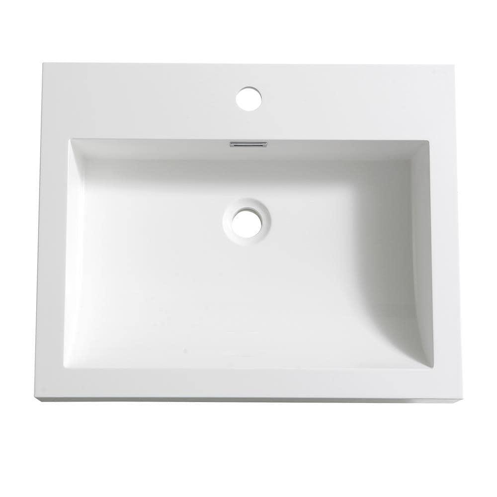 Fresca Nano 18.75'' White Plastic Rectangular Bathroom Sink with Overflow