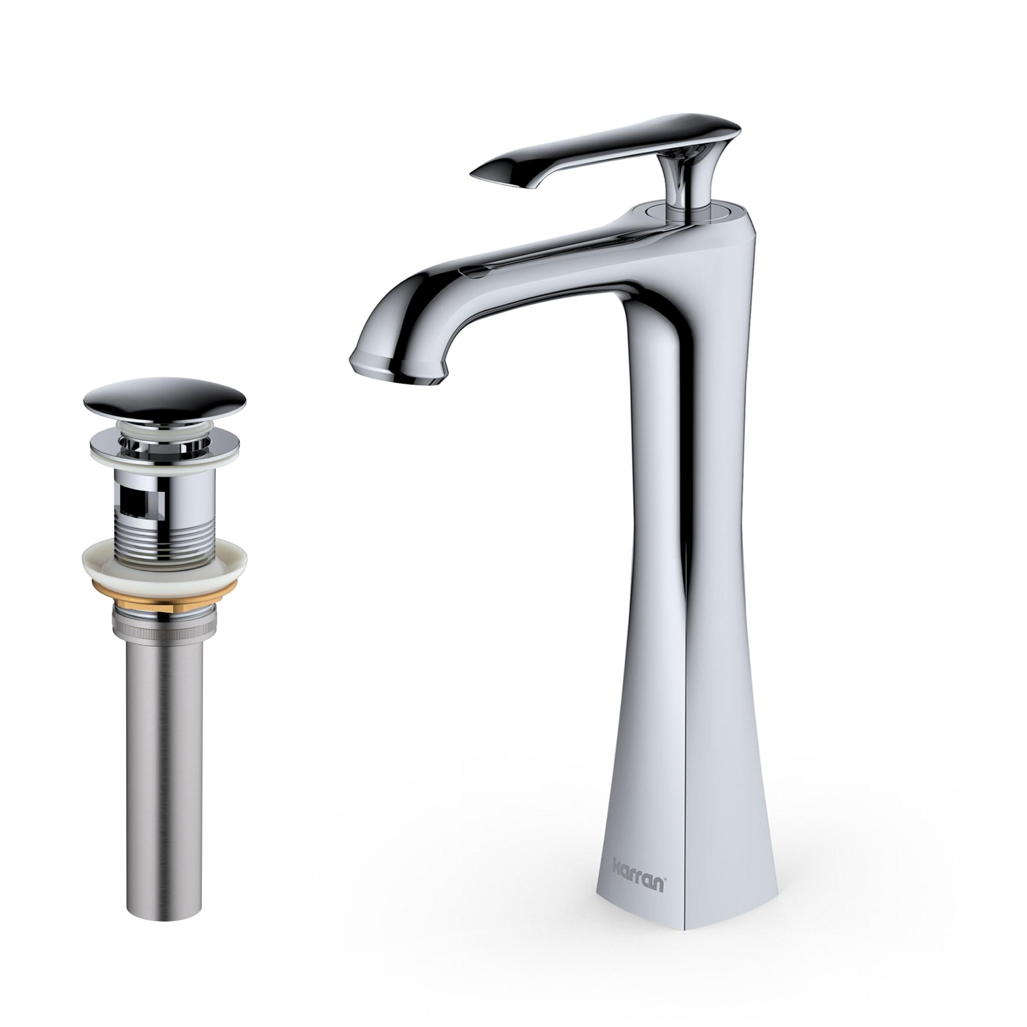 Karran Woodburn Single Handle Single Hole Vessel Bathroom Faucet With Matching Pop-up Drain