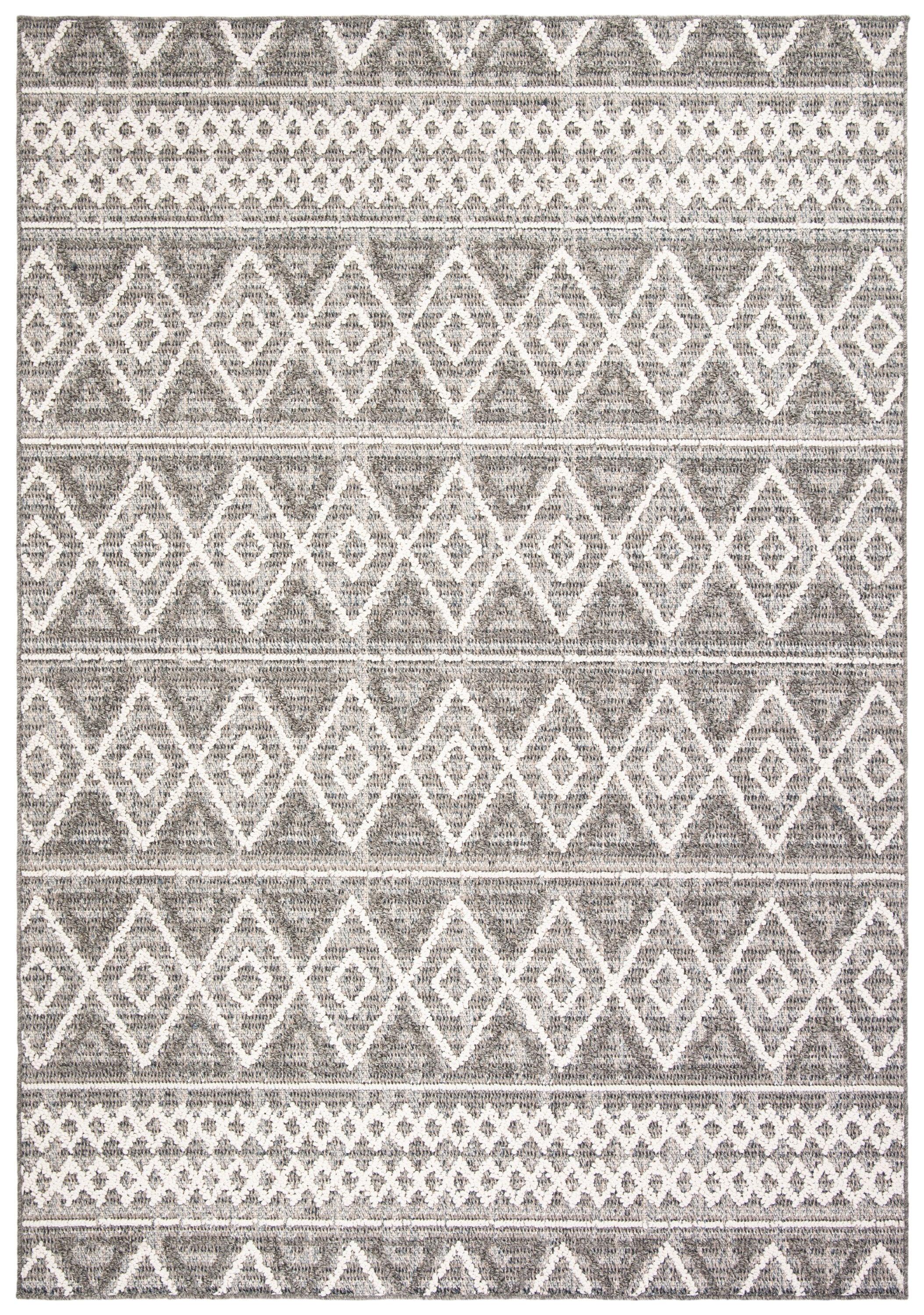 Global GLB874 Power Loomed Indoor/Outdoor Area Rug - Grey/Ivory - 8'9"x11'9" - Safavieh.