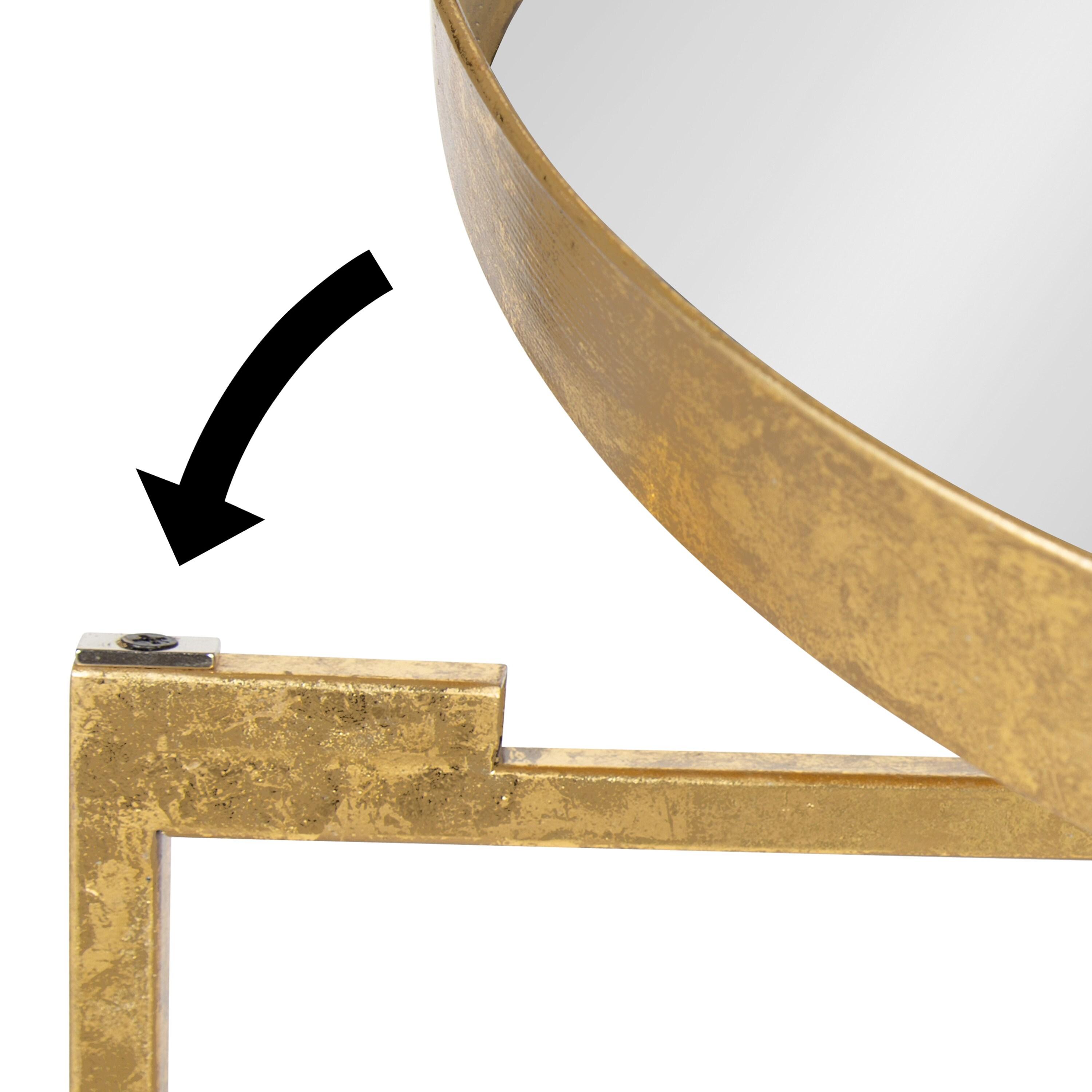 Kate and Laurel Celia Round Metal Side Table, 18.25x18.25x22, Gold and Mirror