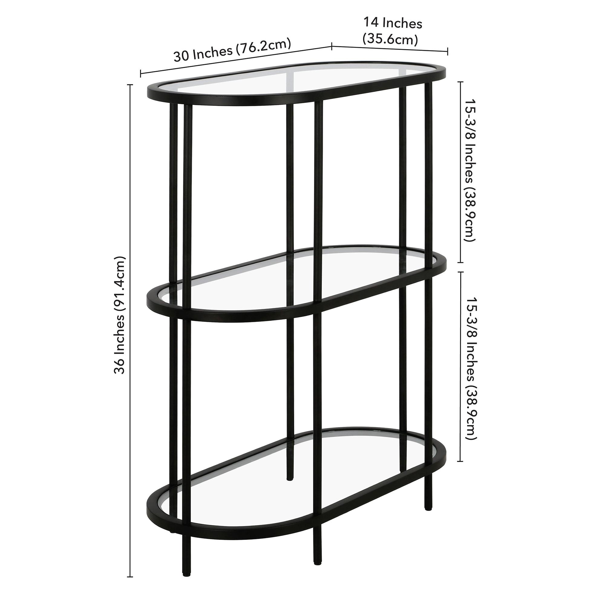 Evelyn&Zoe Leif 30" Wide Oval Bookcase, Blackened Bronze