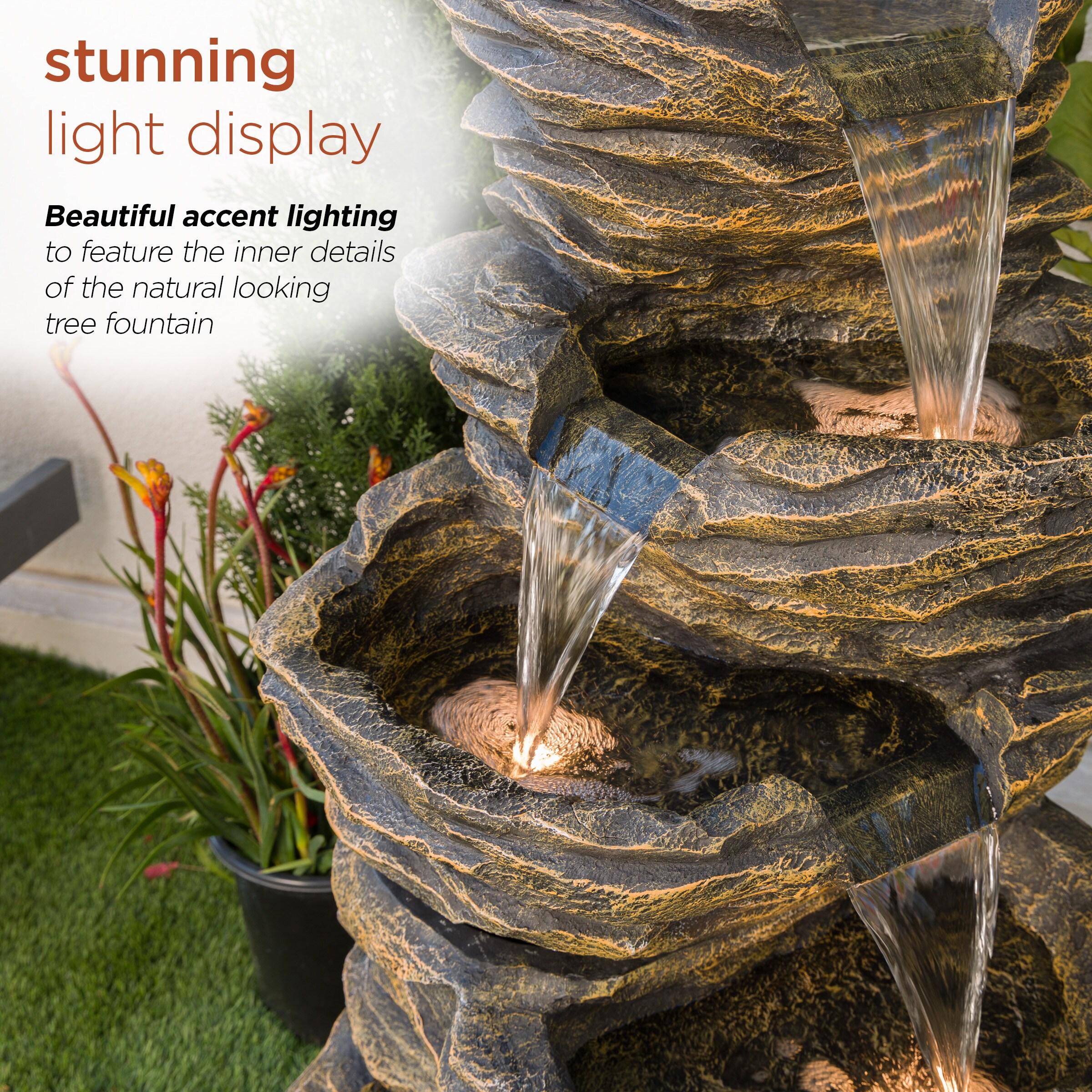 Alpine Corporation Five-Level Rock Waterfall Indoor/Outdoor Fountain