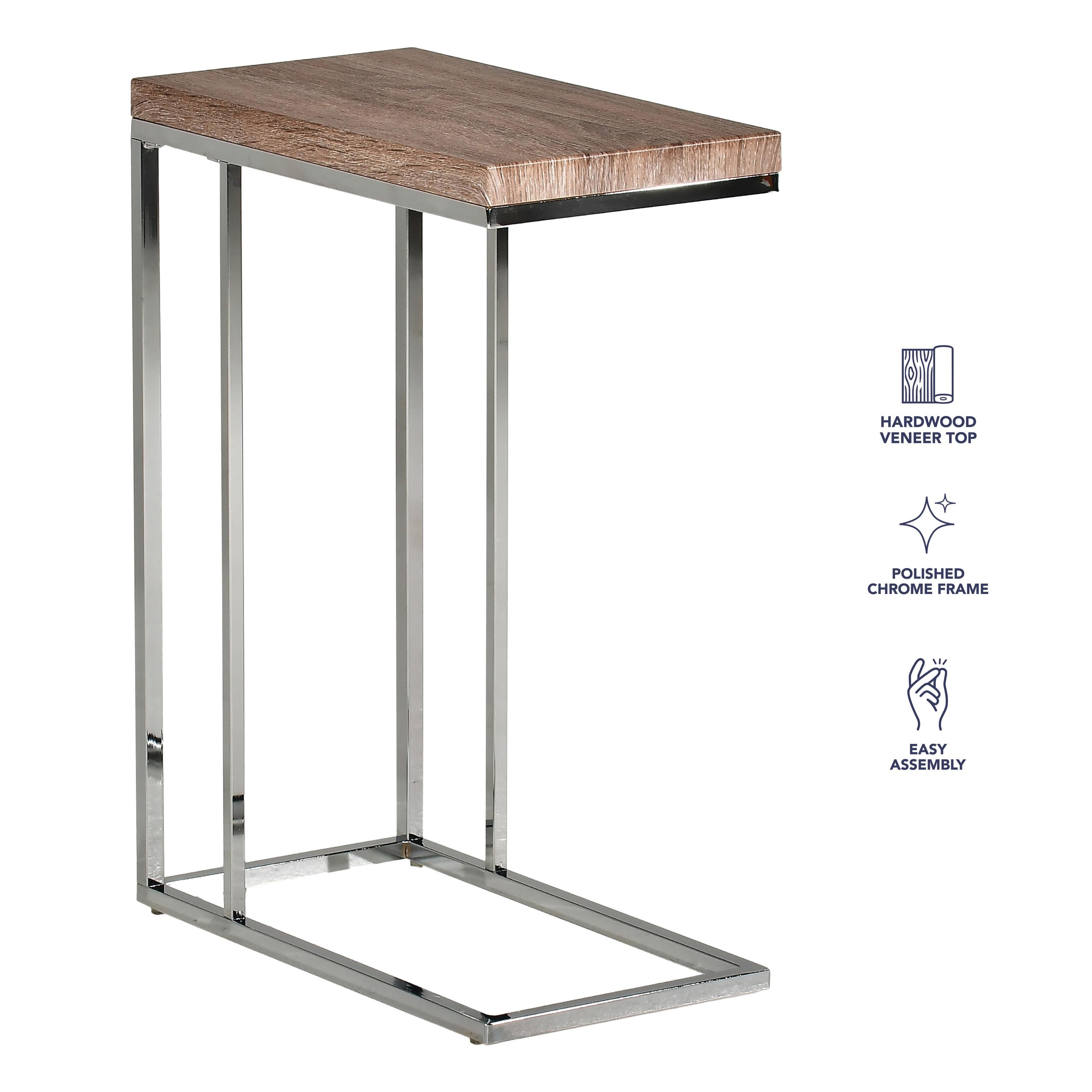 Lucia Chairside End Table Brown - Steve Silver: Chrome Frame, Wood Top, Space-Saving Design