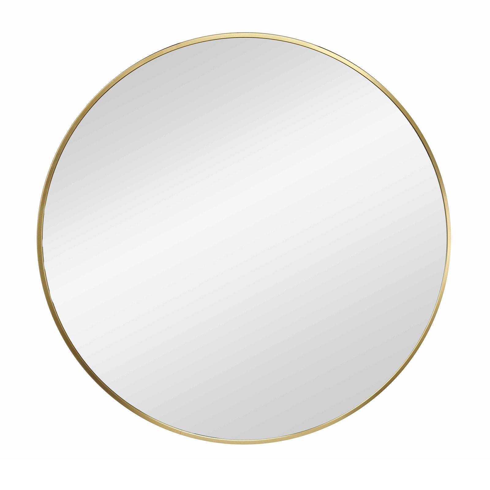 28" Rollo Round Wall Mirror Gold - Kate & Laurel All Things Decor: Modern Style, Metal Frame, No Assembly Required