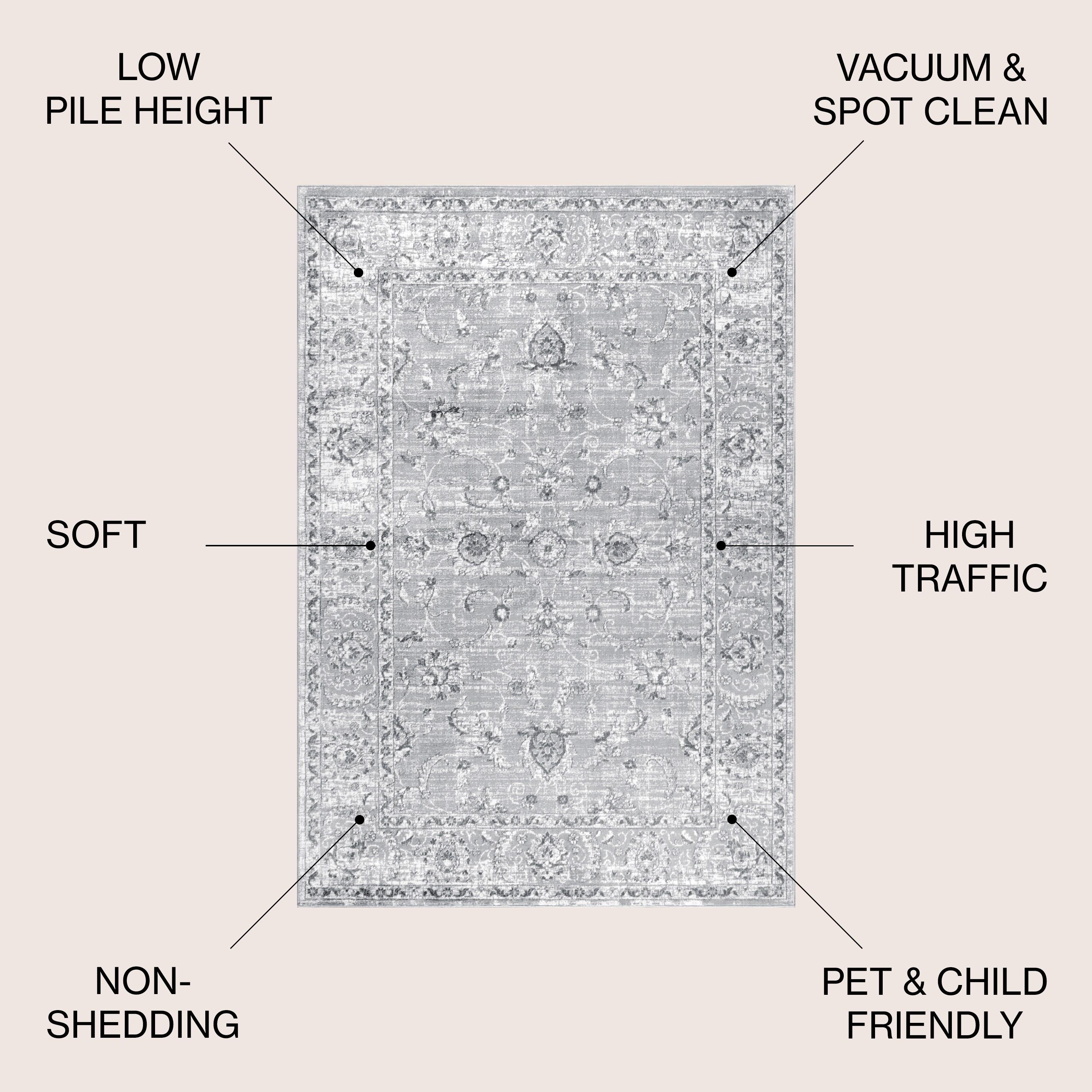 4'x6' Modern Persian Vintage Area Rug, Light Grey - JONATHAN Y