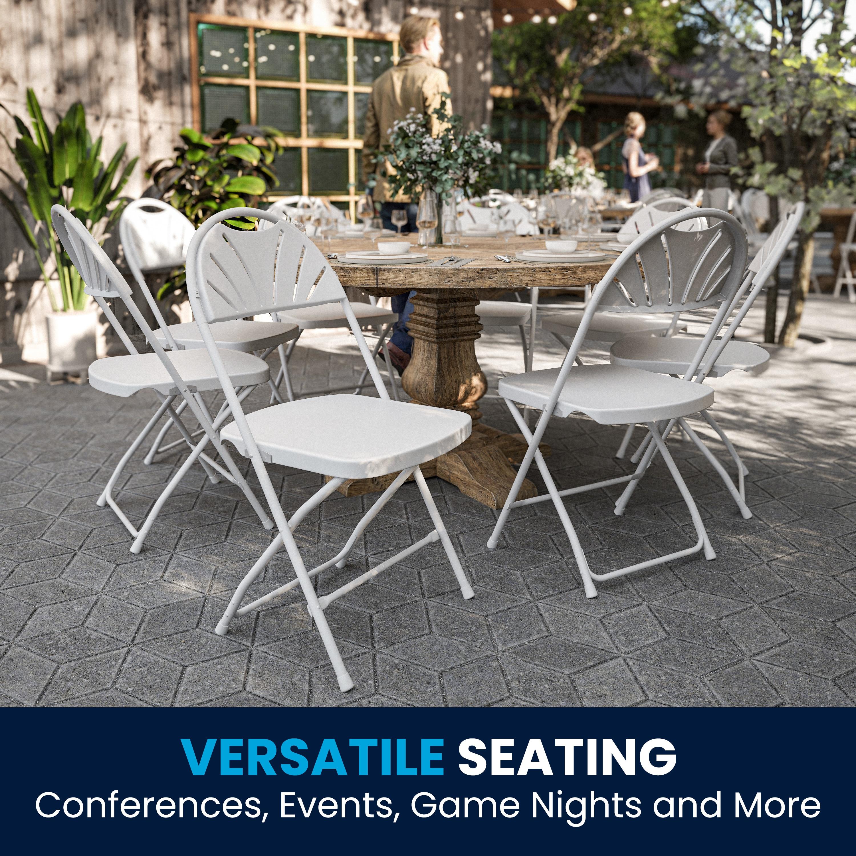 Flash Furniture 2 Pack HERCULES Series 650 lb. Capacity White Plastic Fan Back Folding Chair