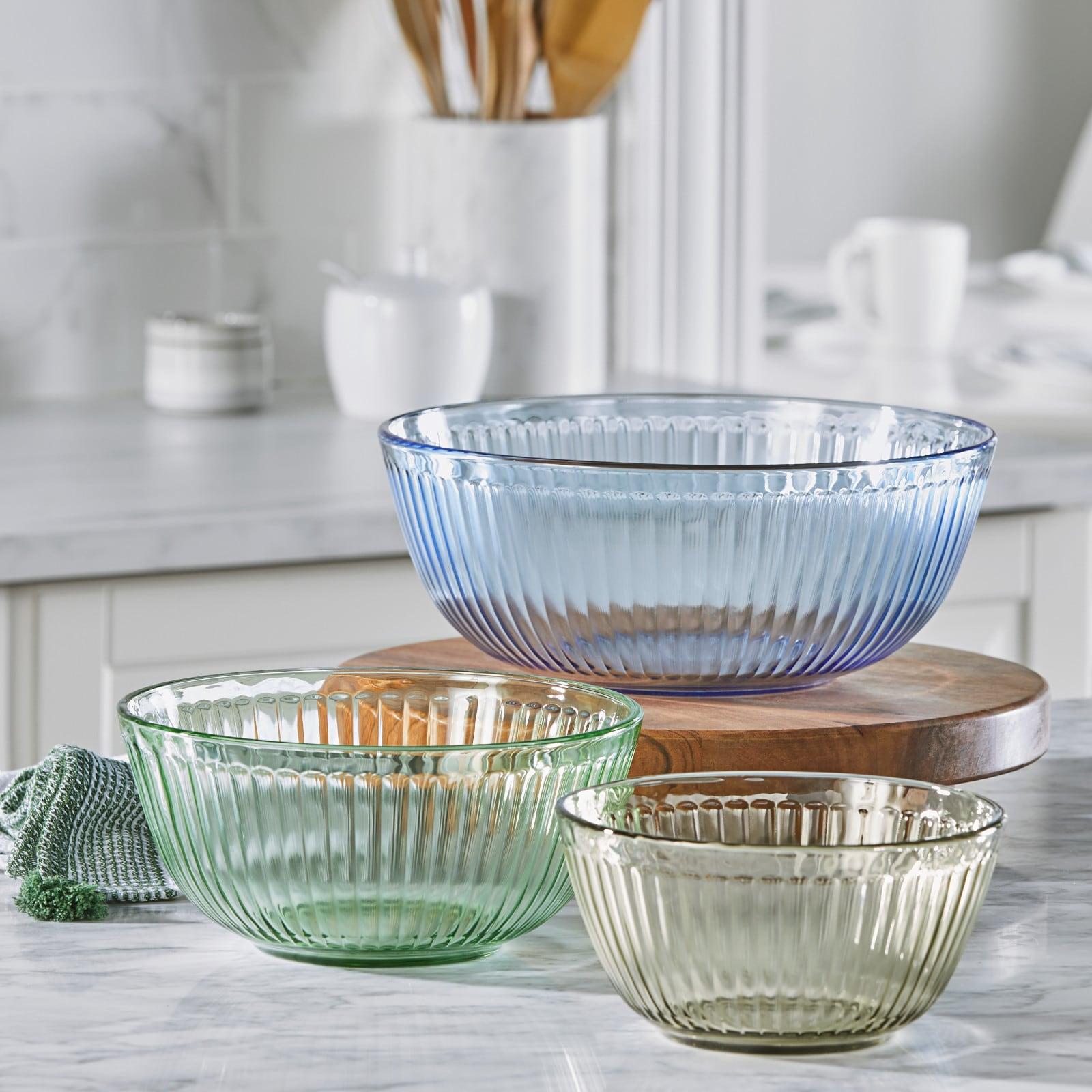 Pyrex® Sculpted Tinted 6pc Lidded Mixing Bowl Set: Glass Bowls with Lids, Dishwasher-Safe, Multicolored