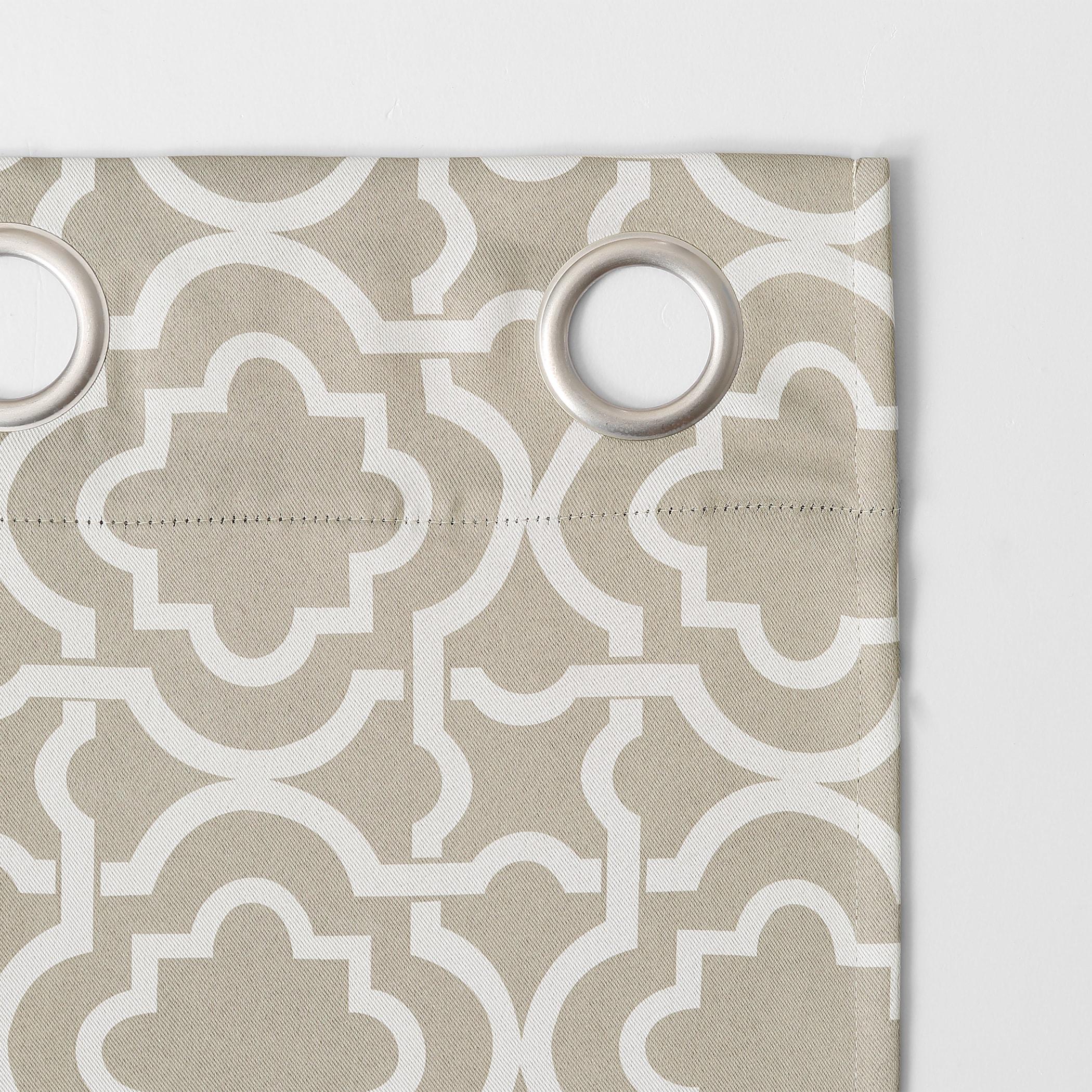 40"x95" Sun Zero Blackout Barnett Trellis Grommet Curtain Panel Taupe: Modern Geometric, Energy Efficient, Noise Reduction