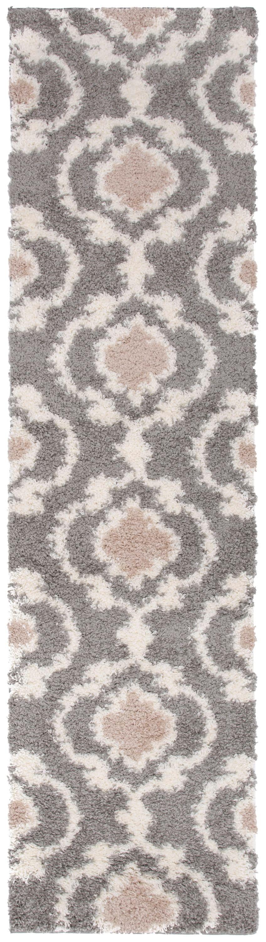 World Rug Gallery Cozy Moroccan Trellis Shag Area Rug - Gray 2' x 7'