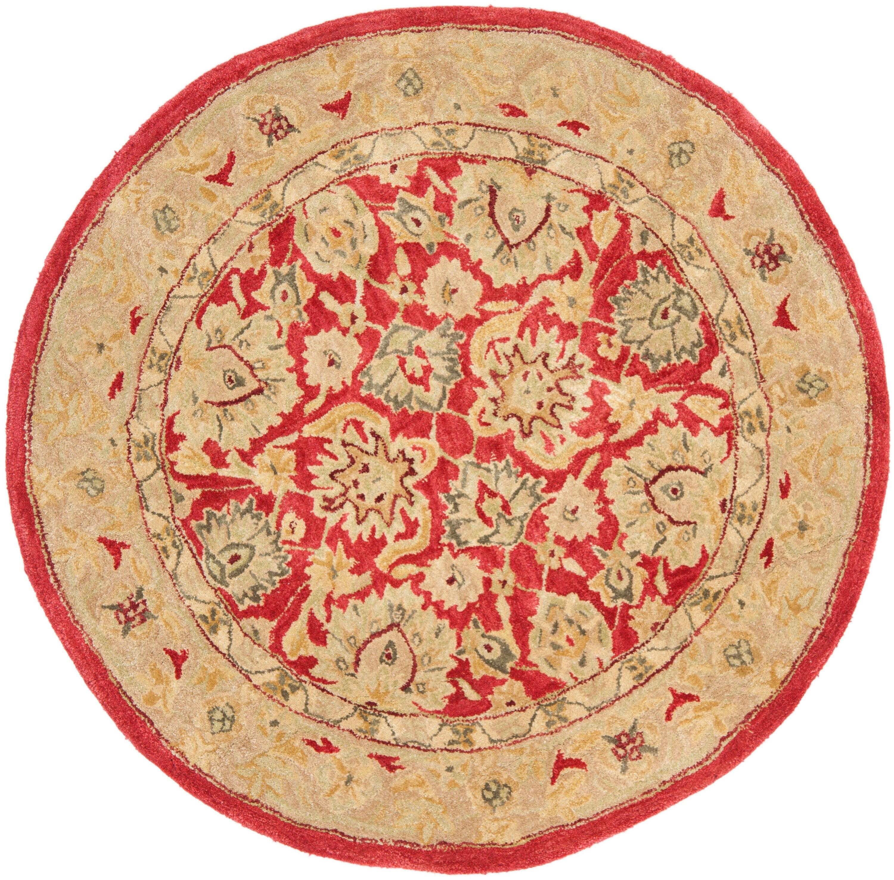 Anatolia AN522 Hand Tufted Indoor Area Rug - Red/Ivory - 4' Round - Safavieh