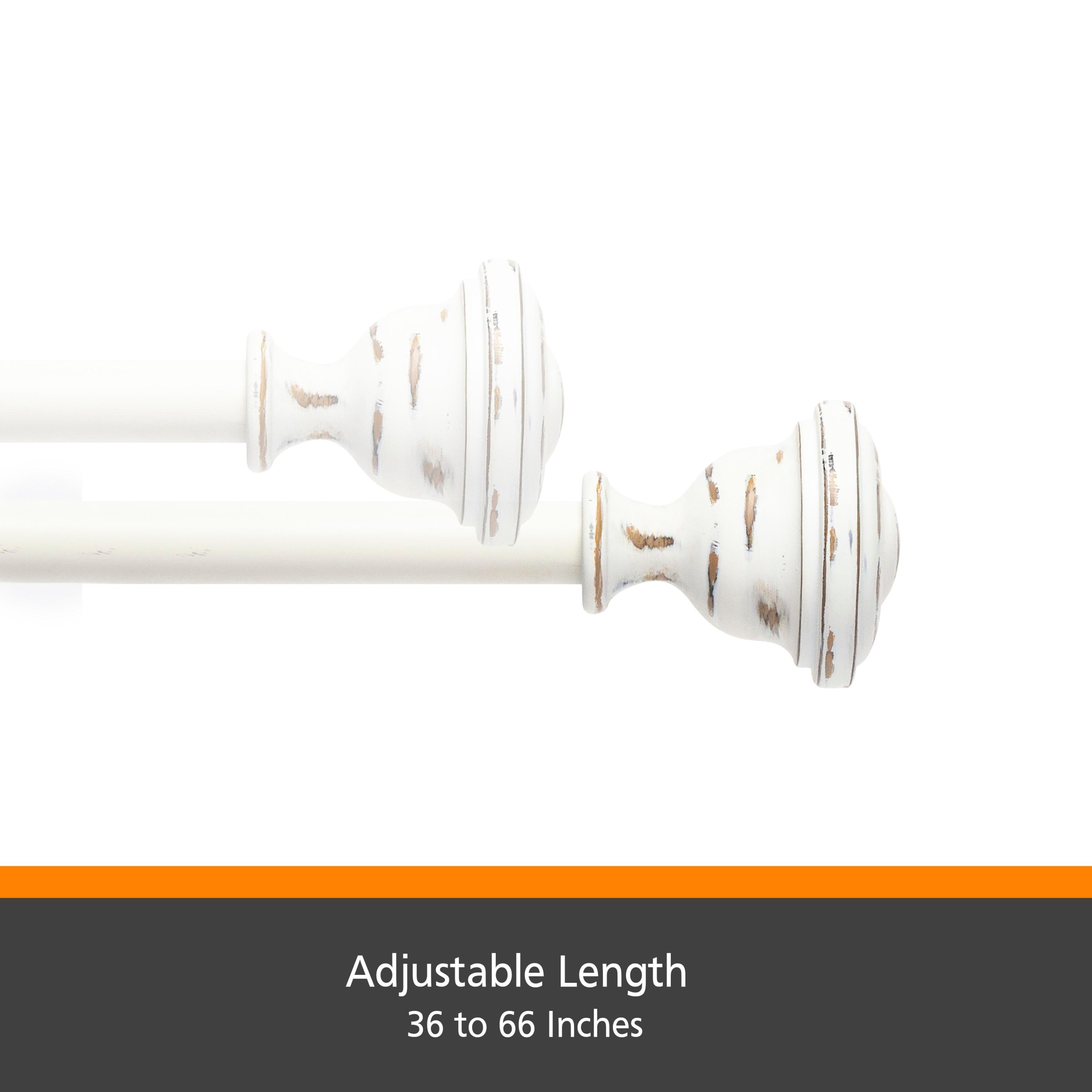 Kenney Kenney Belle 5/8" Fast Fit Easy Install Decorative Window Curtain Rod, Rustic White