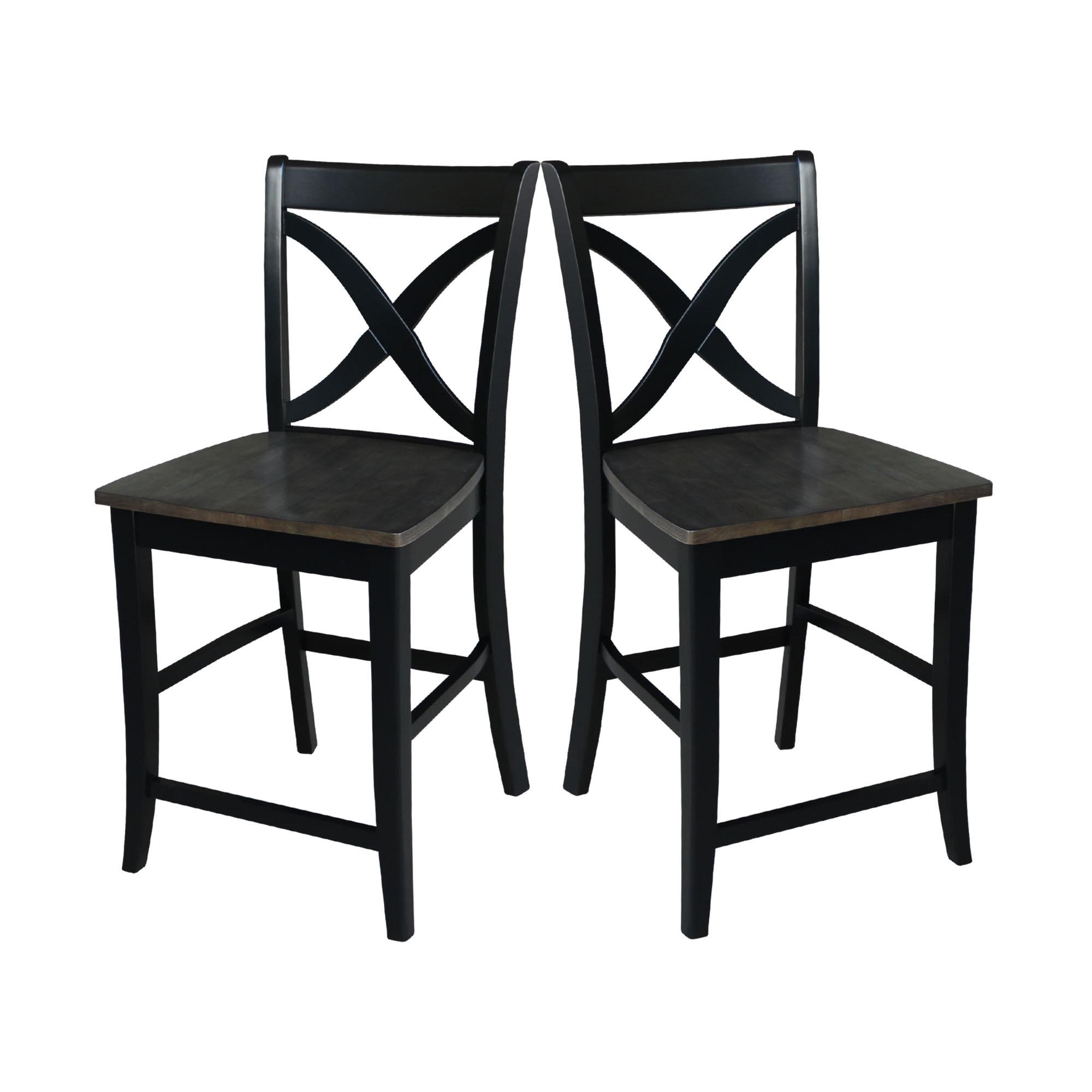International Concepts Cosmo 24" Cross Back Counter Stool in Coal