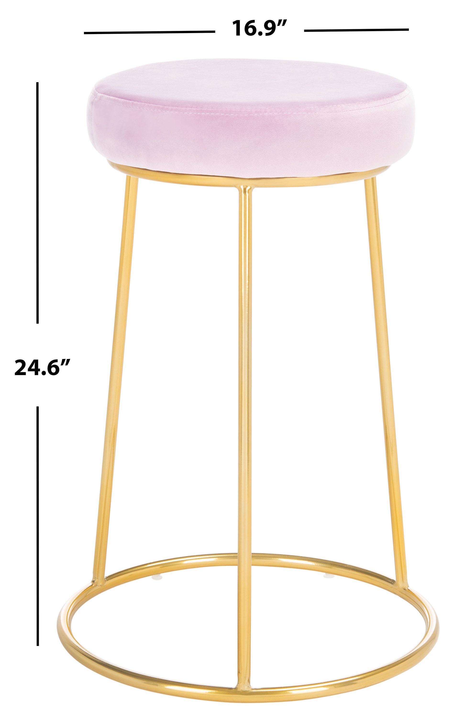 SAFAVIEH Kellie Modern Round Counter Stool, Lilac/Gold (16.9 in. W x 16.9 in. D x 25.5 in. H)