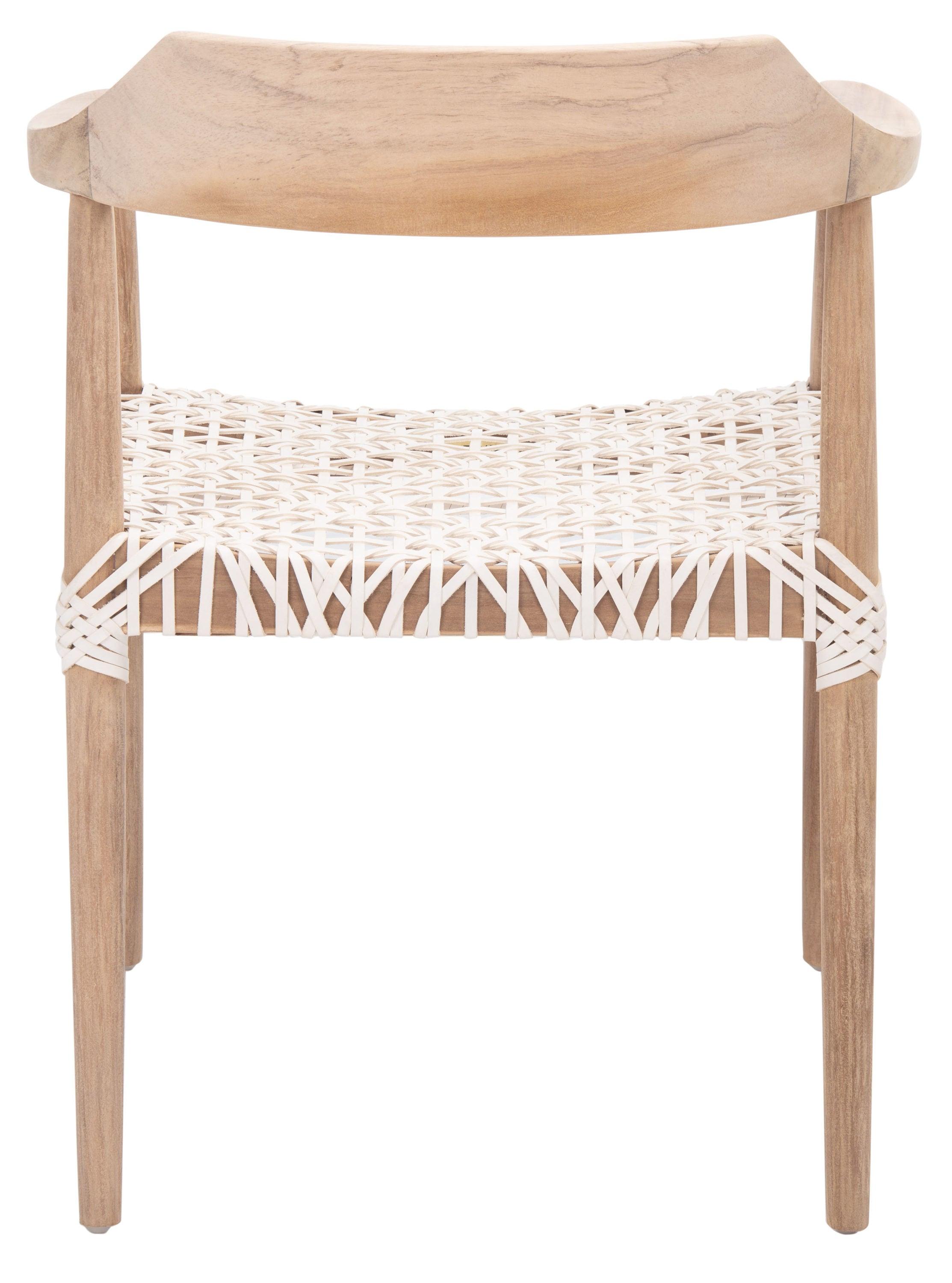 Munro Leather Woven Accent Chair - Natural/White - Safavieh