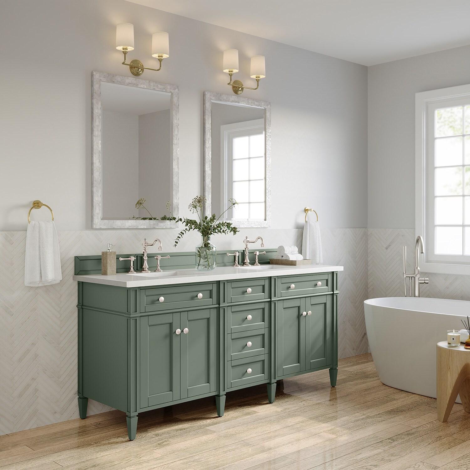 Smokey Celadon Green Double Vanity with Quartz Top