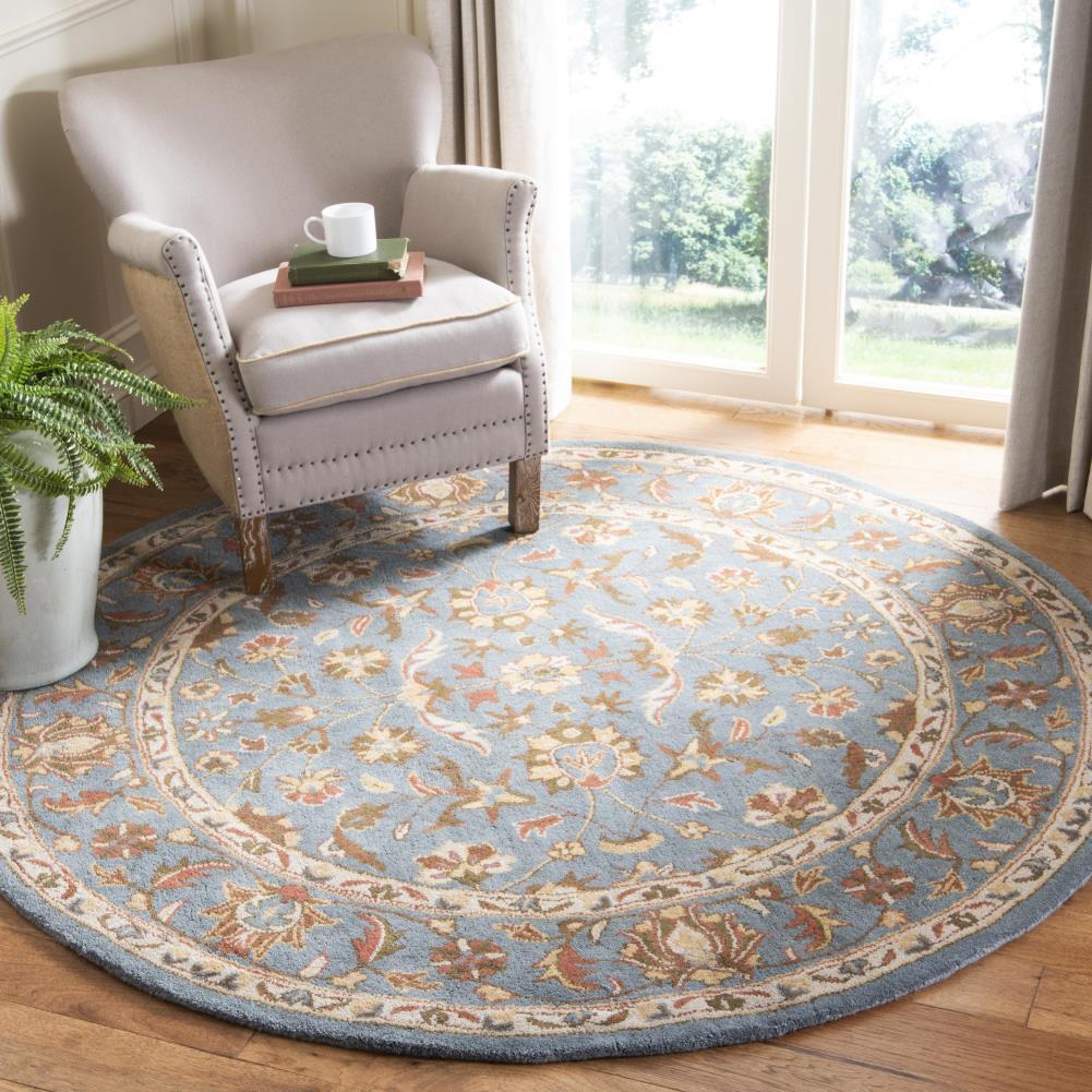 Heritage HG969 Hand Tufted Area Rug - Blue/Blue - 6' Round - Safavieh.