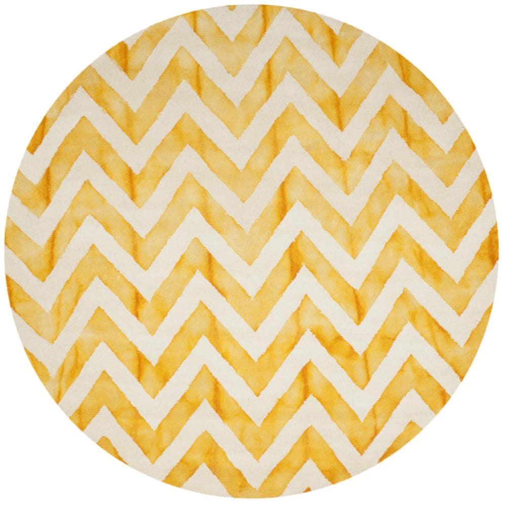 Dip Dye DDY715 Hand Tufted Area Rug - Ivory/Gold - 7' round - Safavieh.
