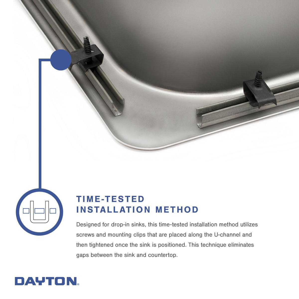 Dayton Stainless Steel D225191 25" x 19" x 6-5/16", Equal Double Bowl Top Mount Sink